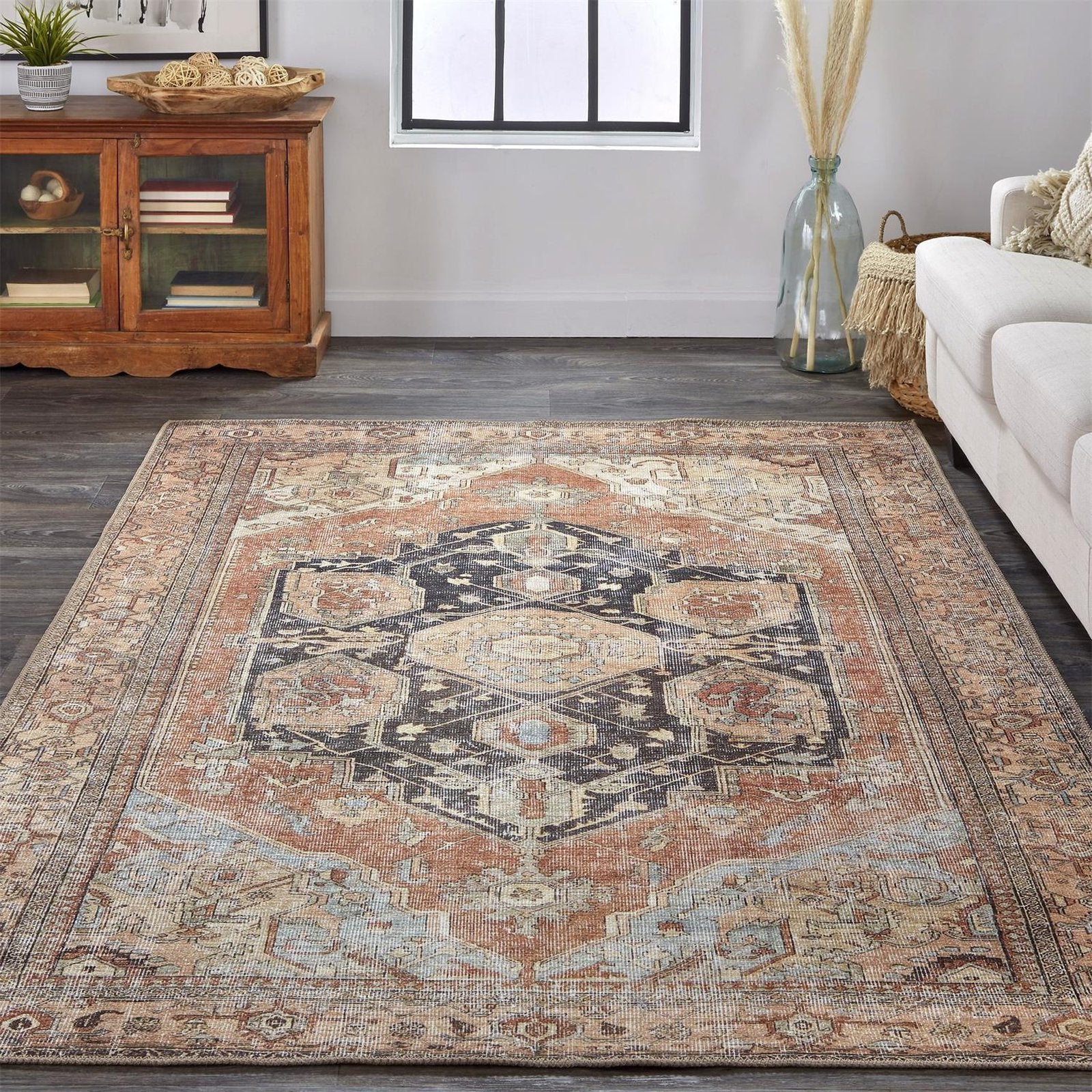 Feizy Percy 39ALF Rug in Orange / Pink - Image 2
