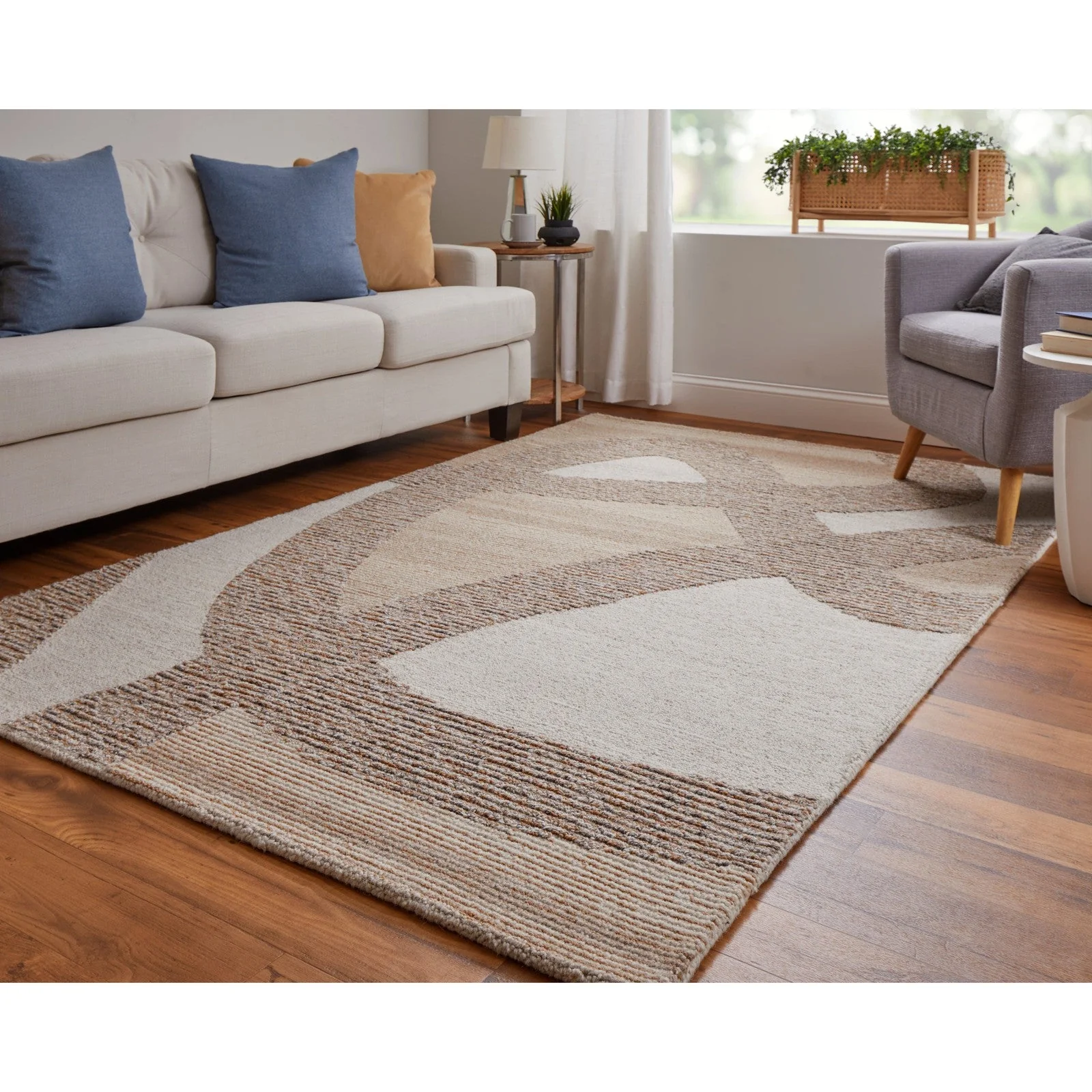 Feizy Pollock 8952F Modern Abstract in Brown/Tan/Ivory - Image 2