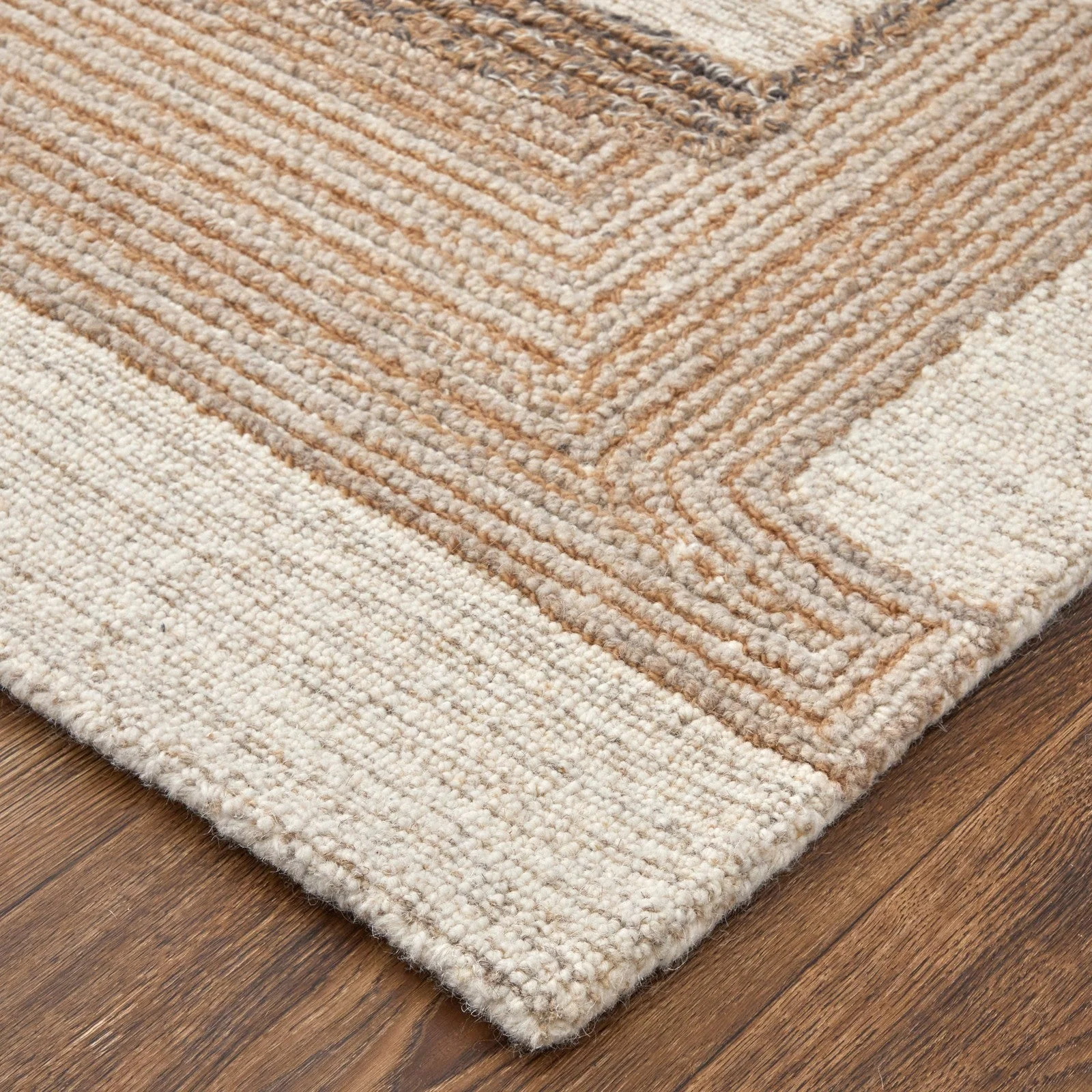 Feizy Pollock 8954F Modern Geometric in Ivory/Brown/Tan - Image 3