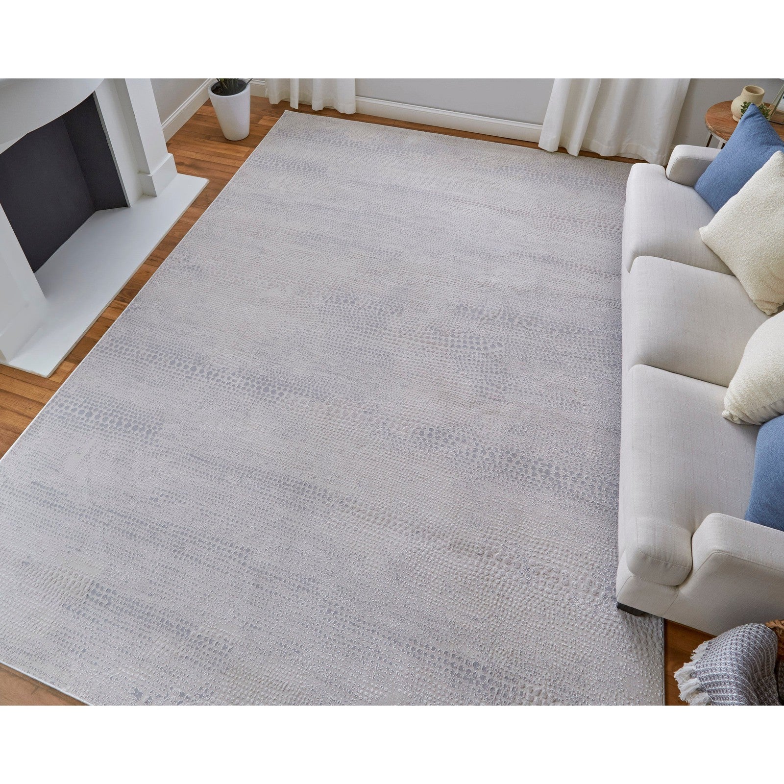 Feizy Prasad 39N8F Modern Distressed in Ivory/Silver/Gray - Image 2