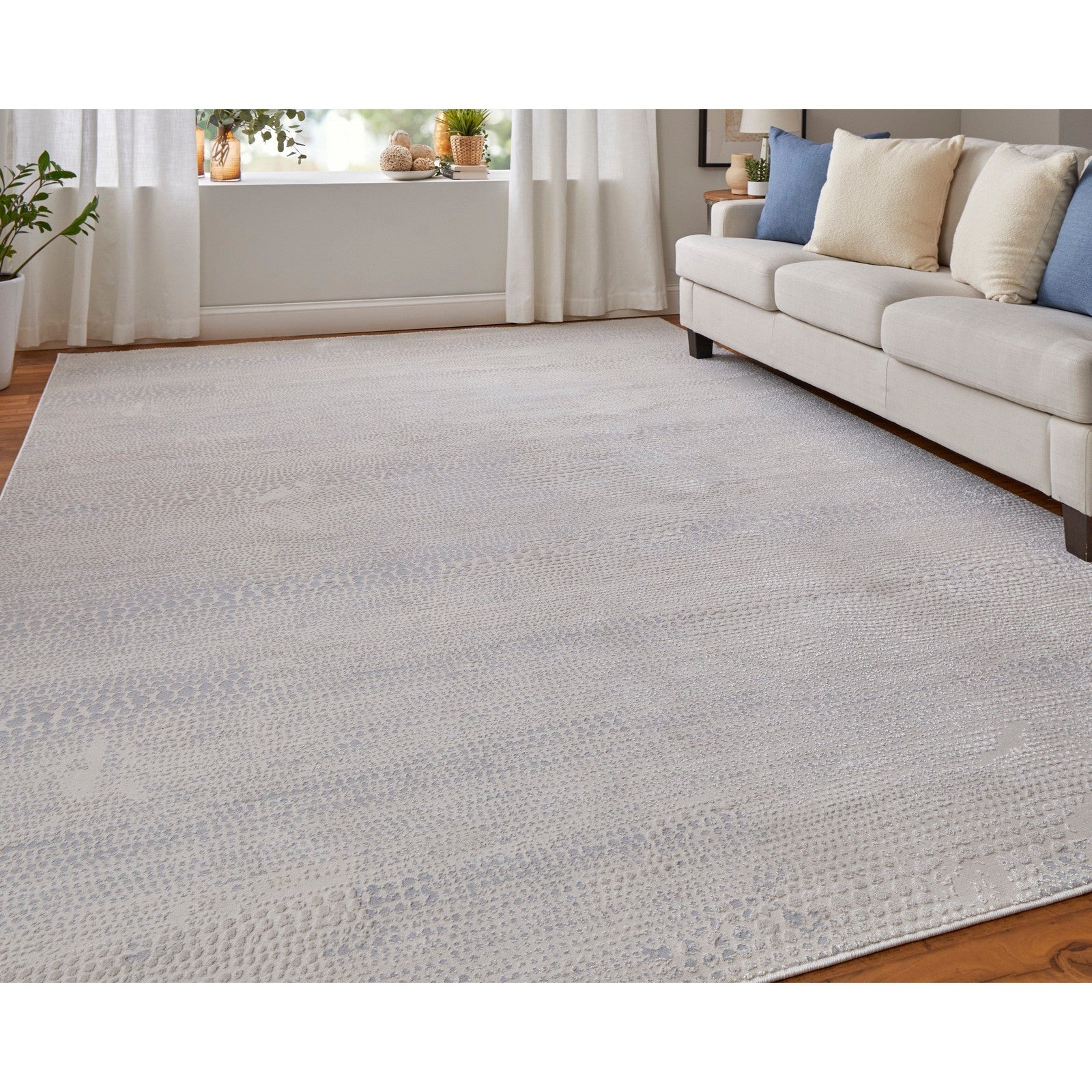 Feizy Prasad 39N8F Modern Distressed in Ivory/Silver/Gray - Image 3