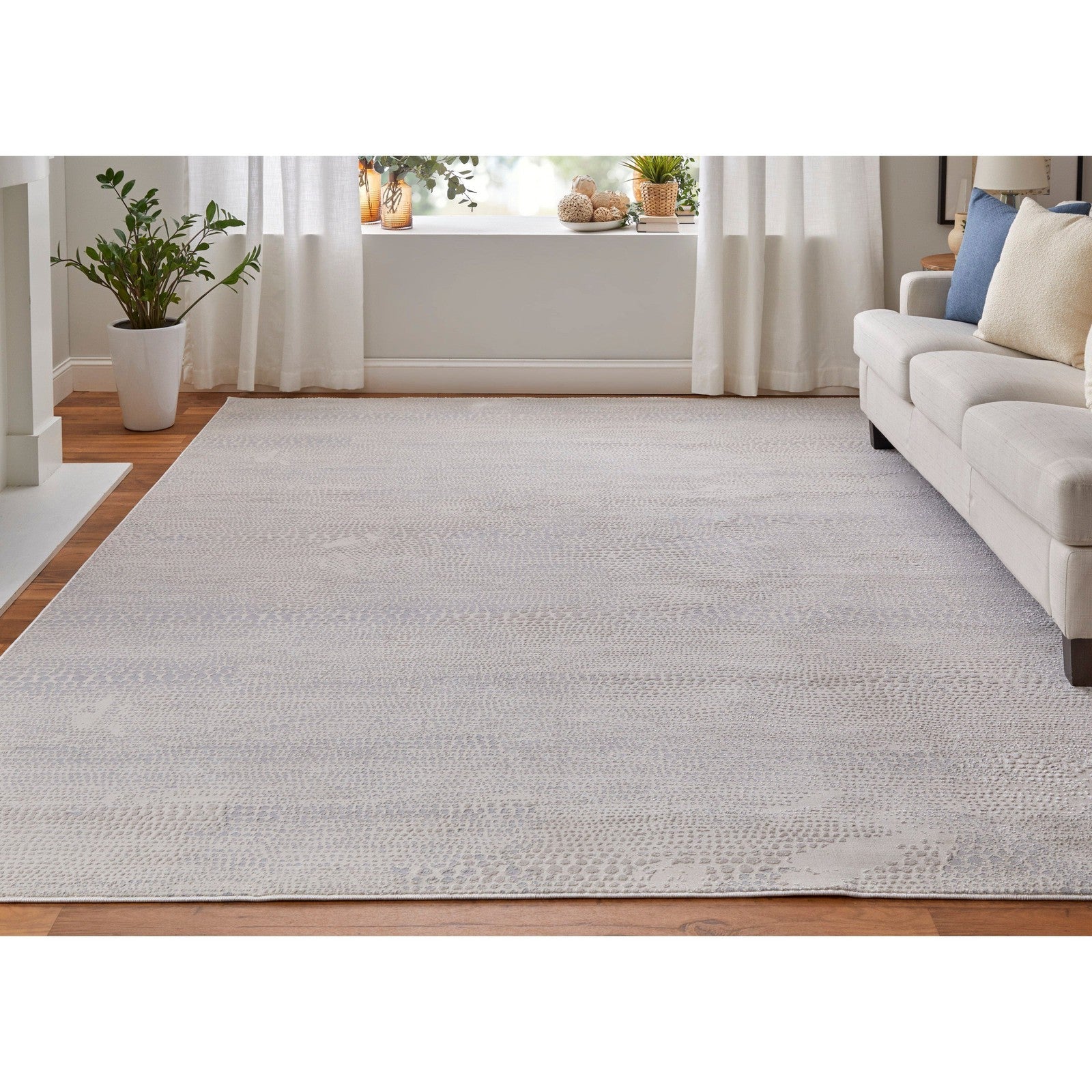 Feizy Prasad 39N8F Modern Distressed in Ivory/Silver/Gray - Image 4