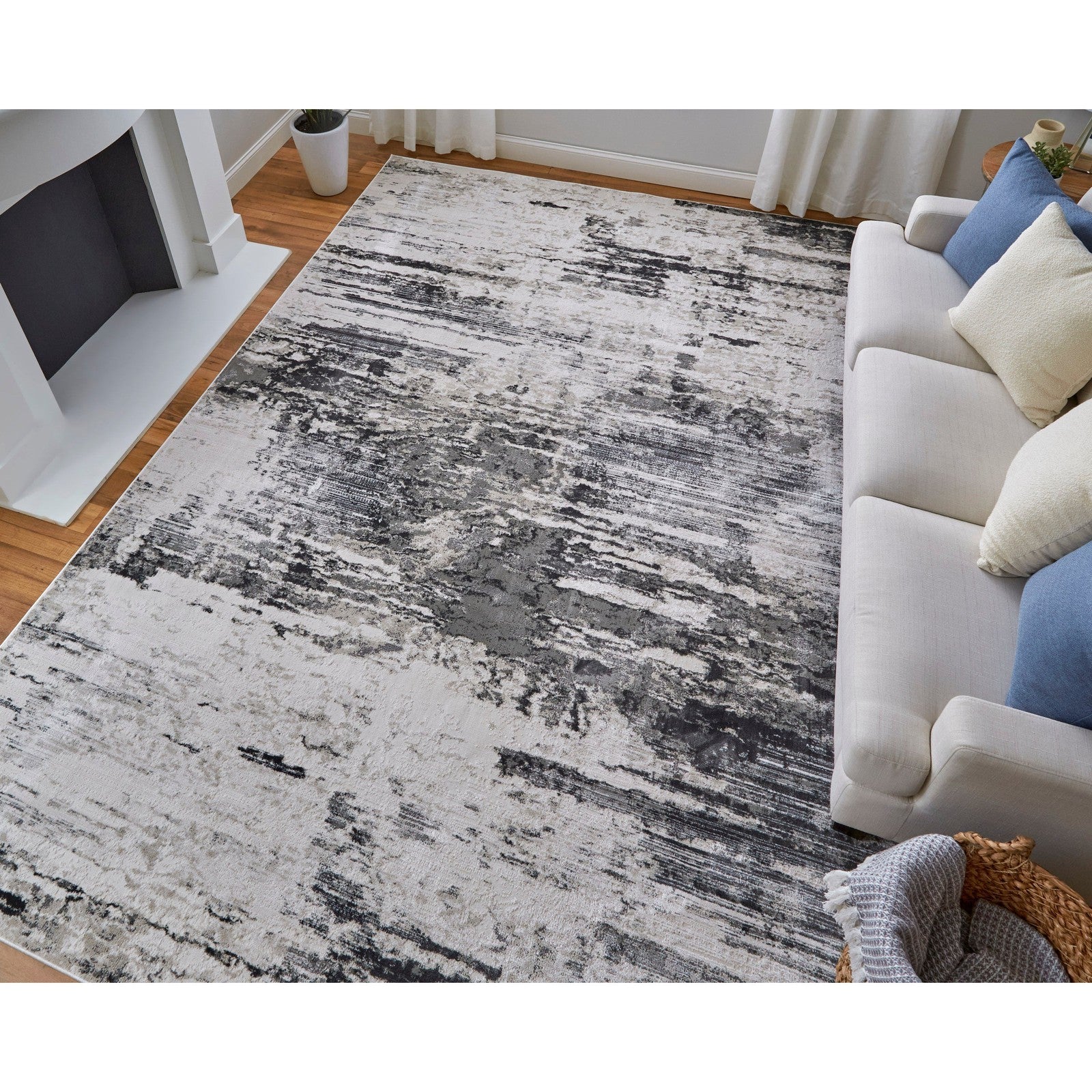 Feizy Prasad 39N9F Modern Abstract in Ivory/Gray/Taupe - Image 2