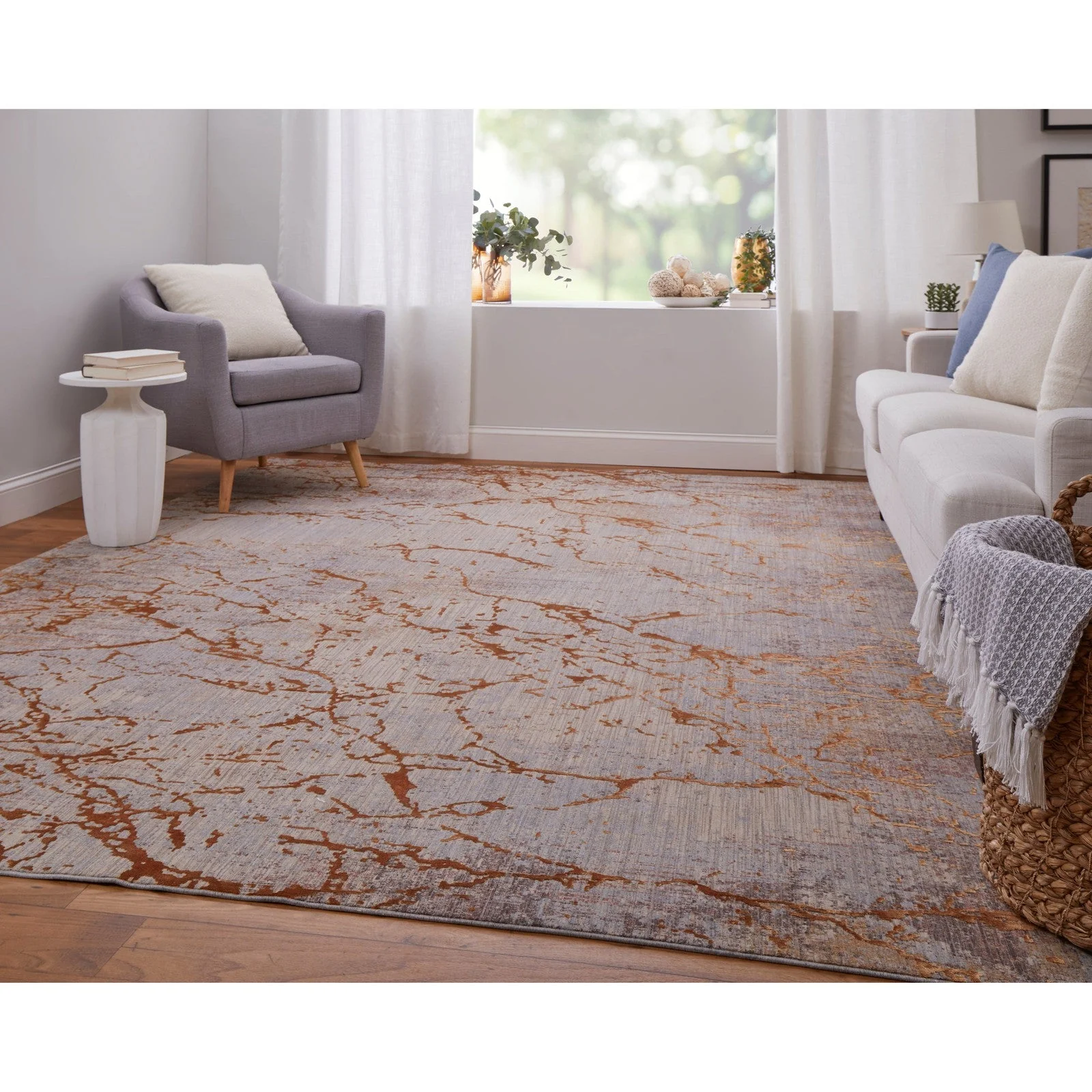 Feizy Pryor 39NEF Modern Abstract in Gold/Brown/Gray - Image 3