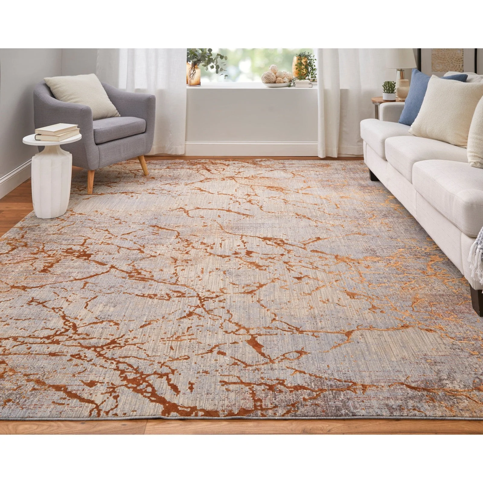 Feizy Pryor 39NEF Modern Abstract in Gold/Brown/Gray - Image 4