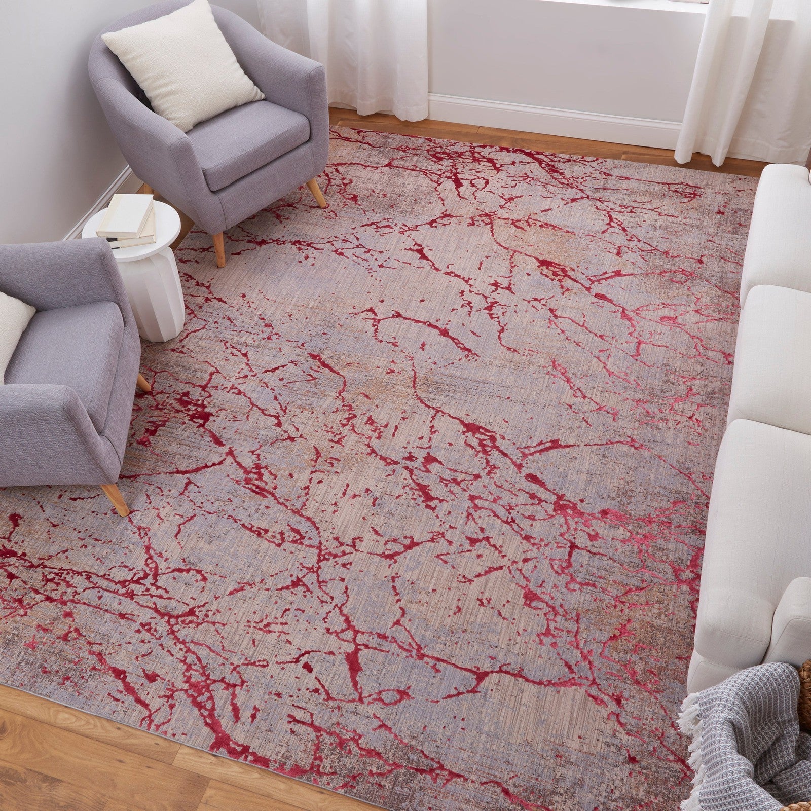 Feizy Pryor 39NEF Modern Abstract in Pink/Gray/Taupe - Image 2