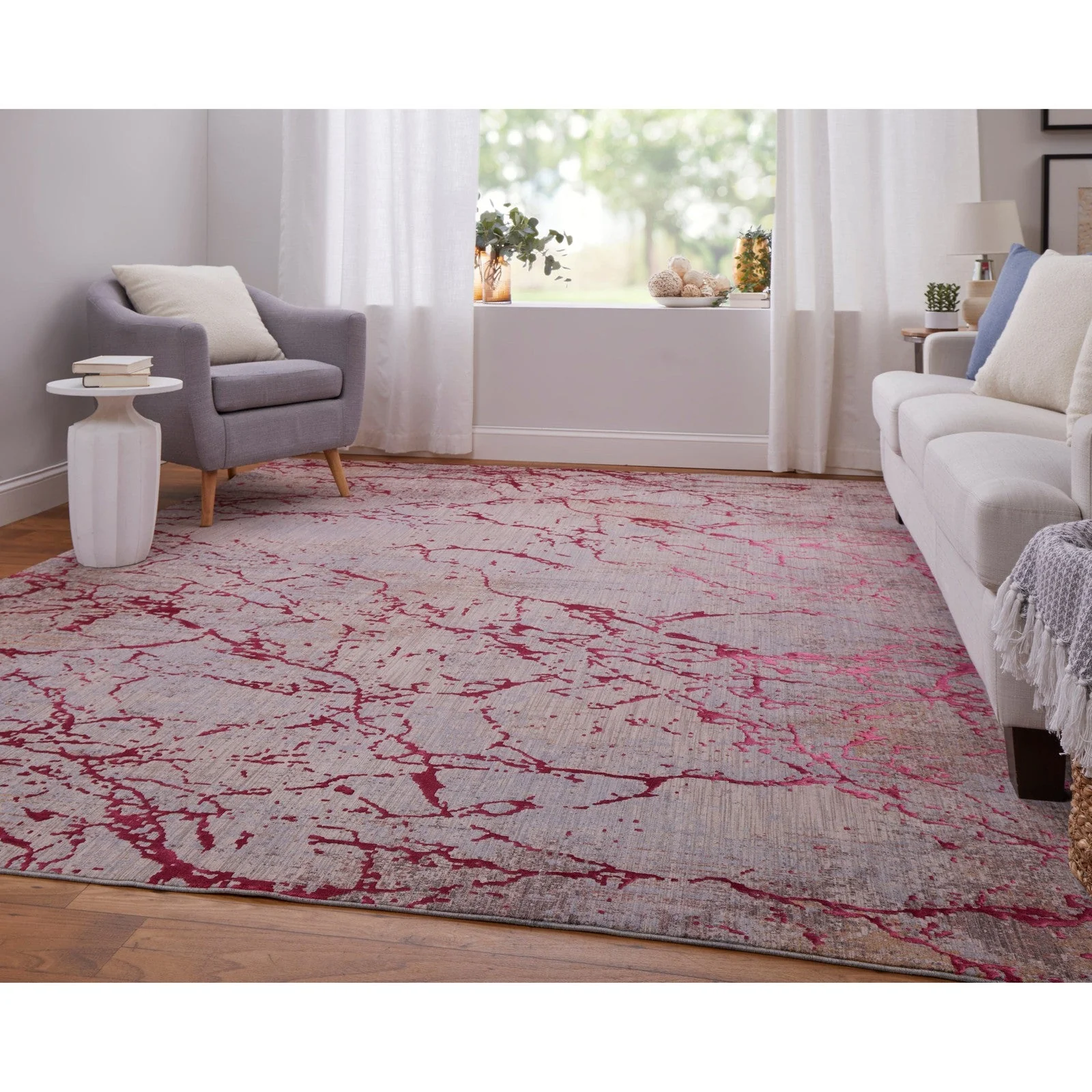 Feizy Pryor 39NEF Modern Abstract in Pink/Gray/Taupe - Image 3