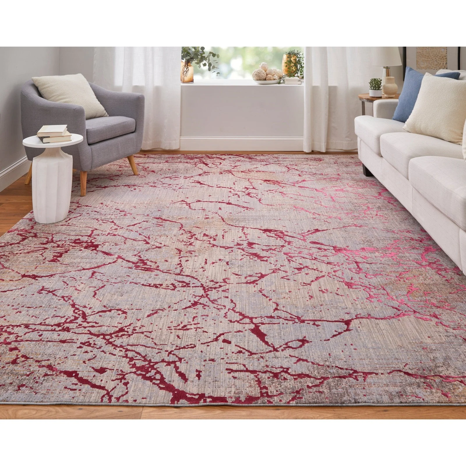 Feizy Pryor 39NEF Modern Abstract in Pink/Gray/Taupe - Image 4