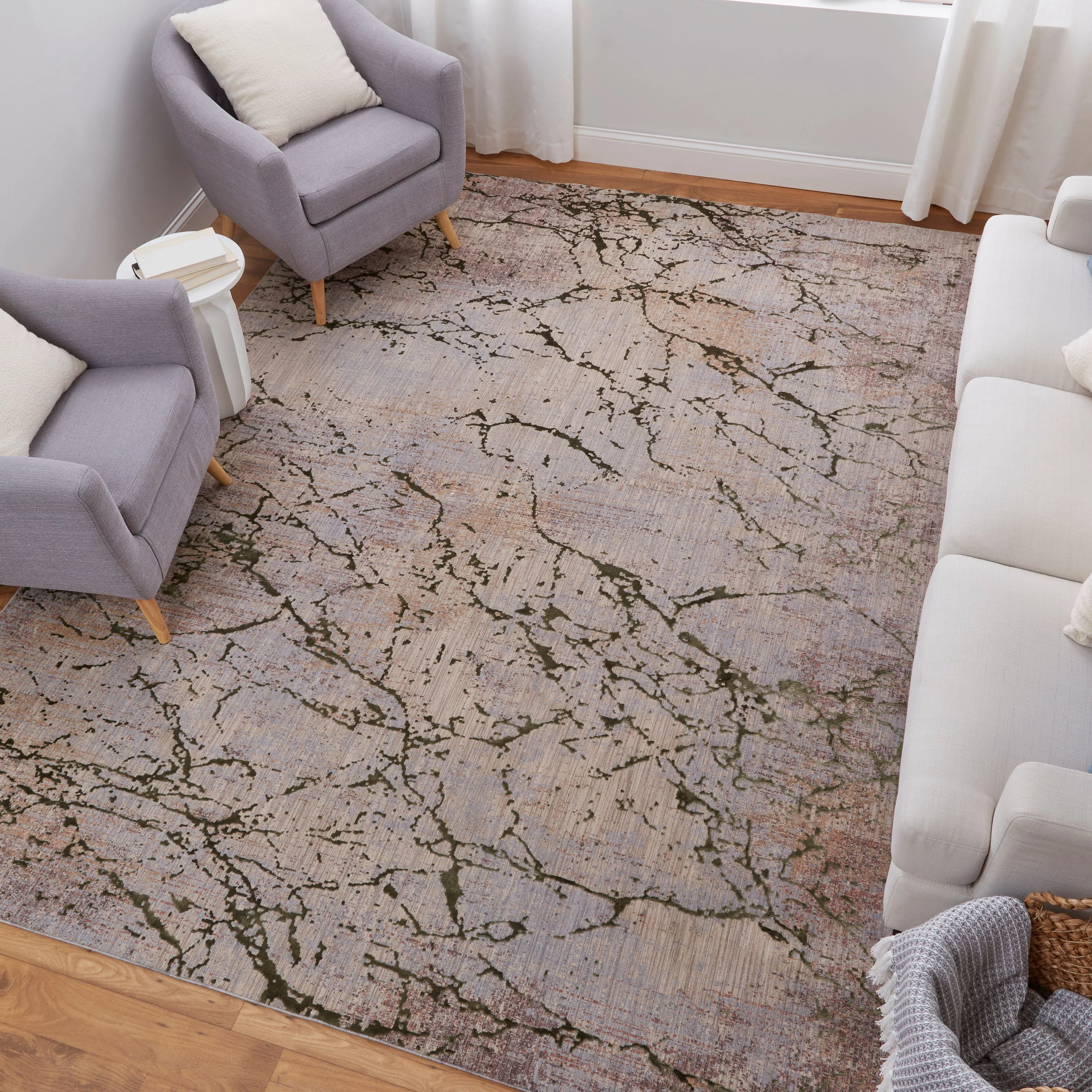 Feizy Pryor 39NEF Modern Abstract in Taupe/Green/Tan - Image 2