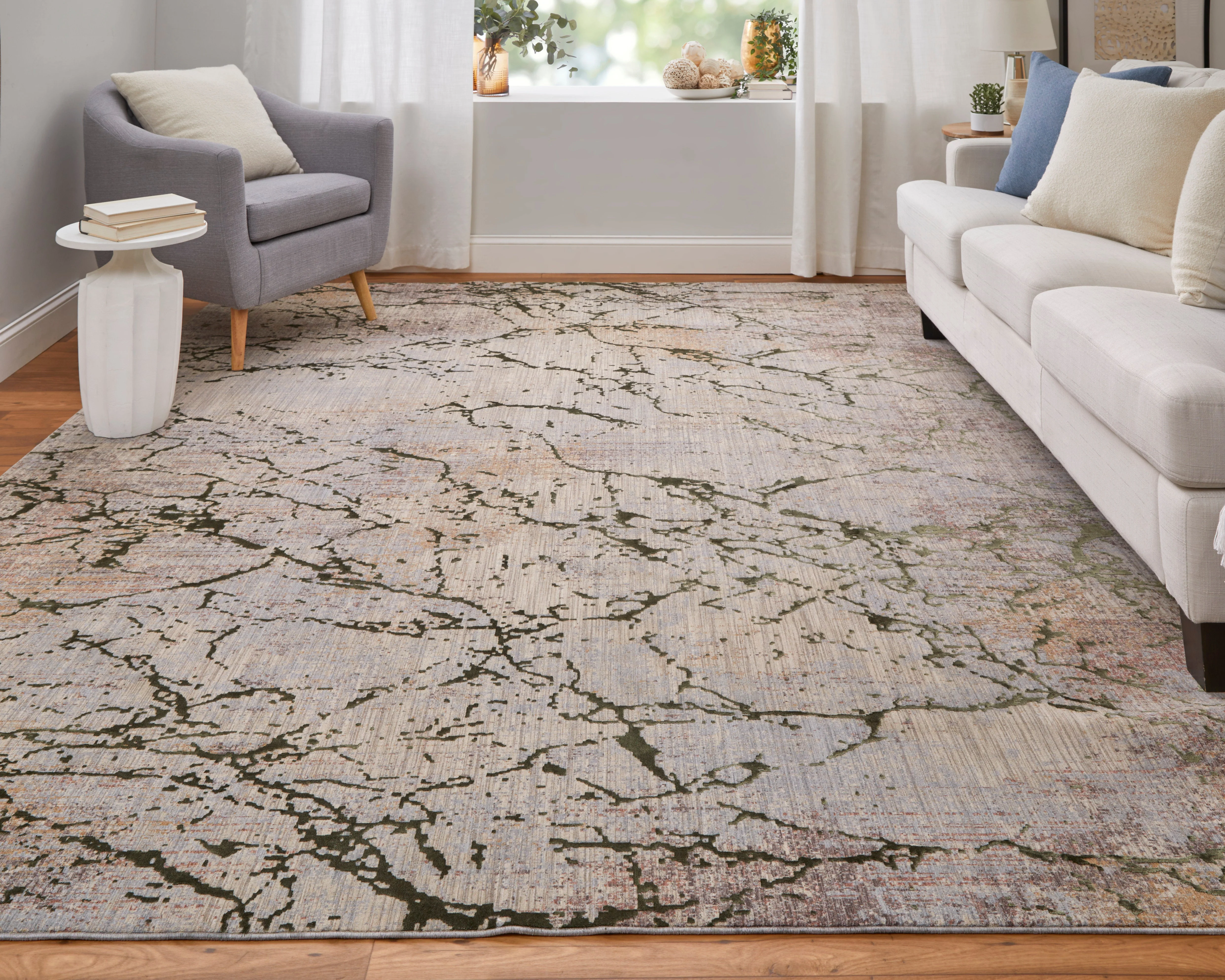 Feizy Pryor 39NEF Modern Abstract in Taupe/Green/Tan - Image 4