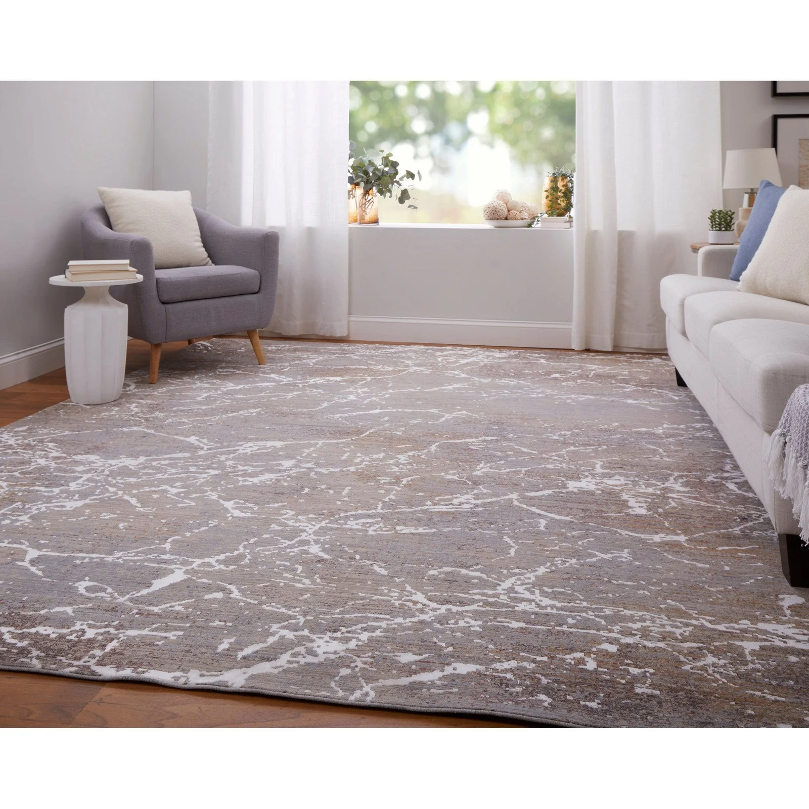 Feizy Pryor 39NHF Modern Abstract in Taupe/Brown/White - Image 3