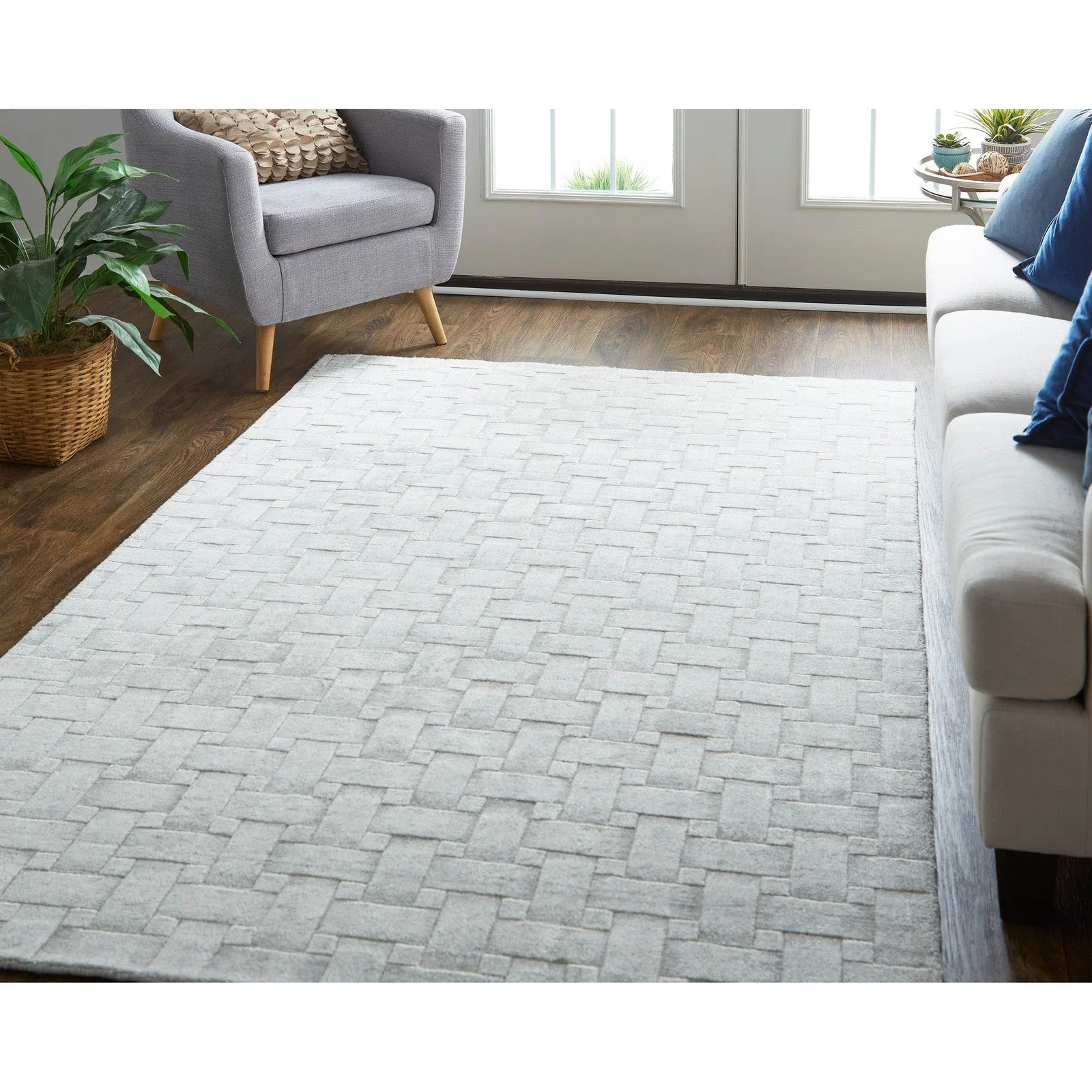 Feizy Redford 8669F Transitional Solid in White/Silver - Image 2