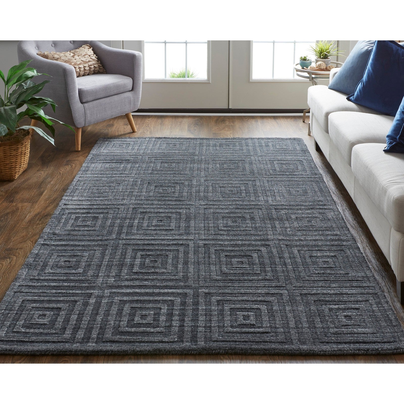 Feizy Redford 8670F Transitional Solid in Gray/Black - Image 2