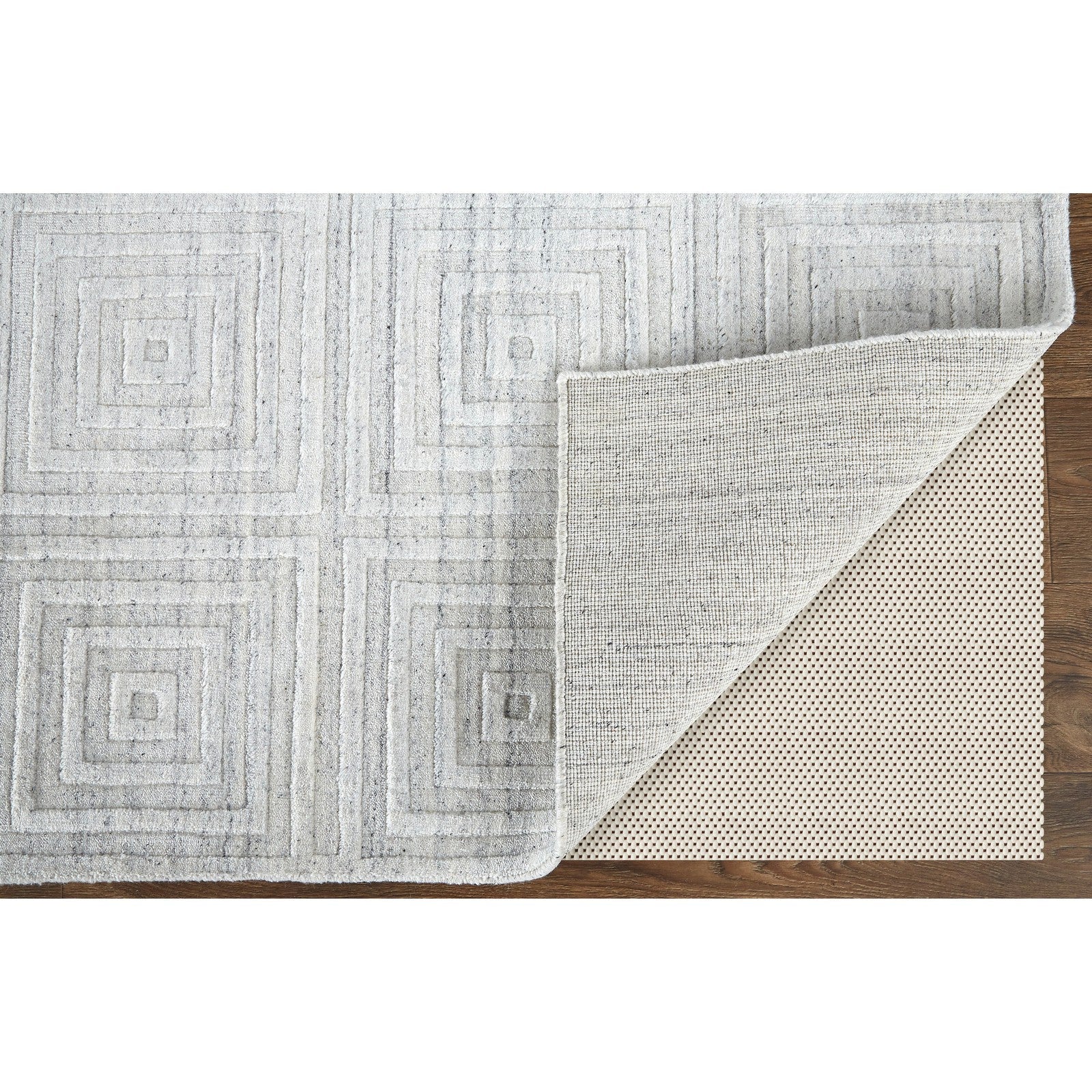 Feizy Redford 8670F Transitional Solid in White/Silver - Image 4