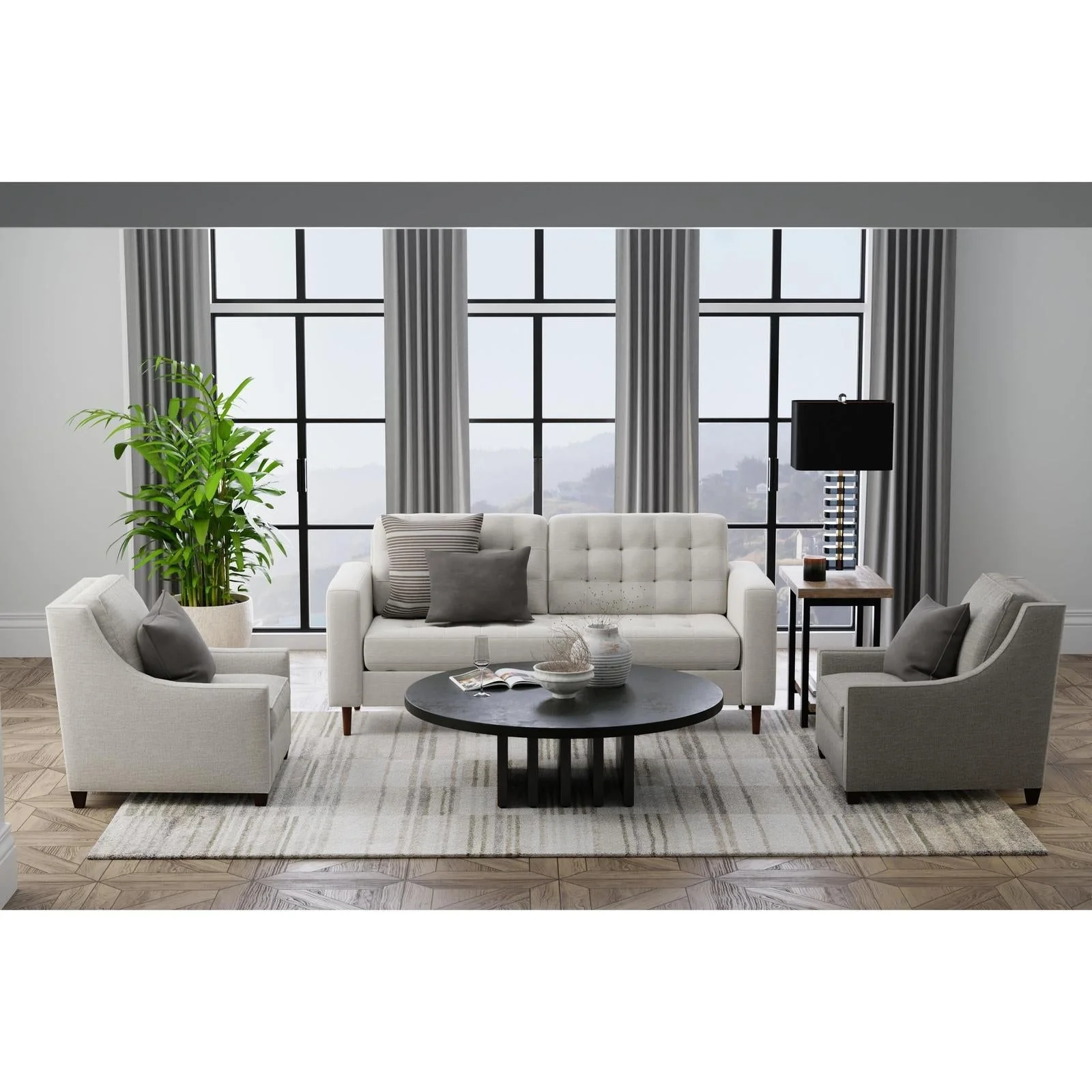 Feizy Richmond 39R3F Modern Geometric Rug in Ivory/Gray/Tan - Image 4