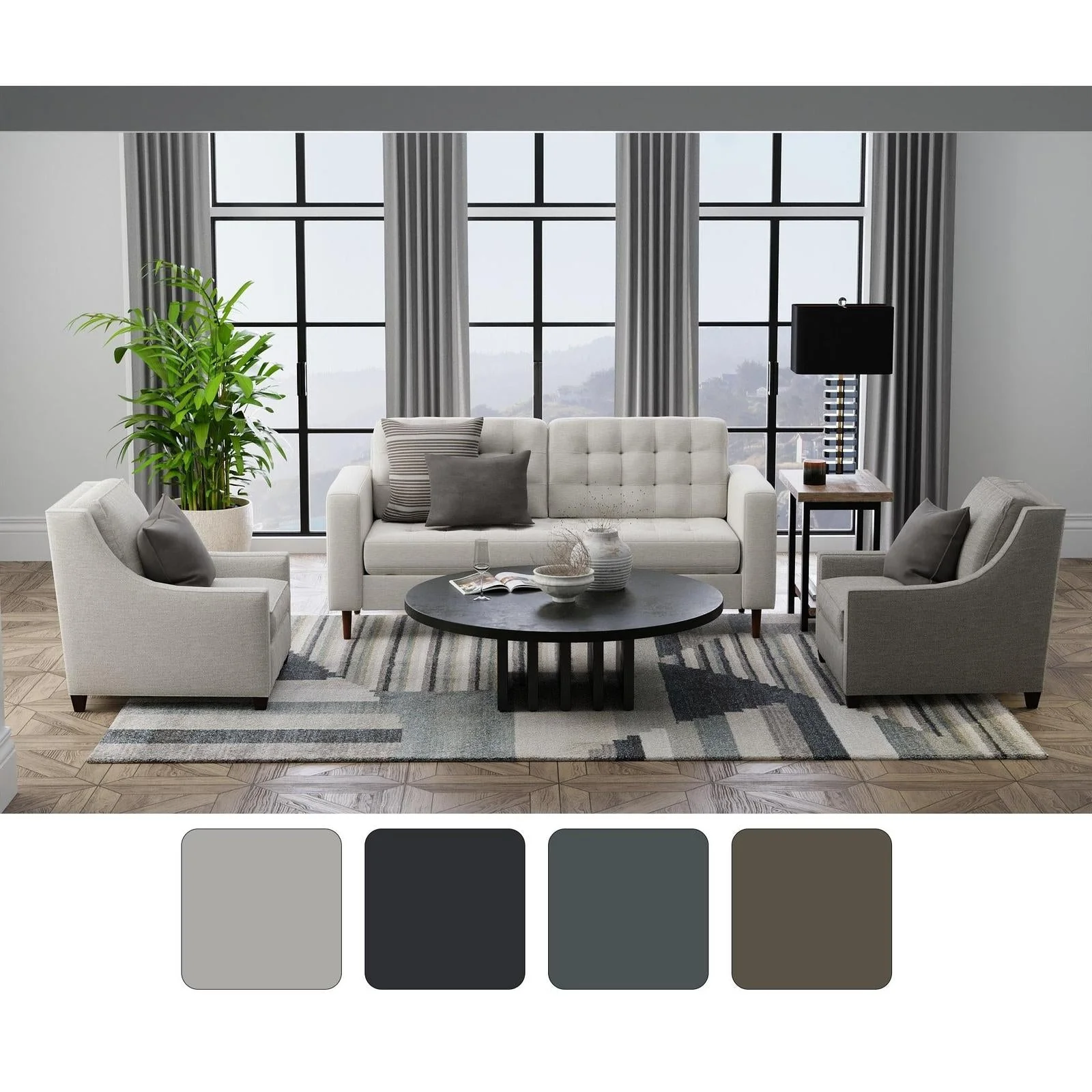 Feizy Richmond 39R4F Modern Abstract Rug in Ivory/Gray/Blue - Image 11