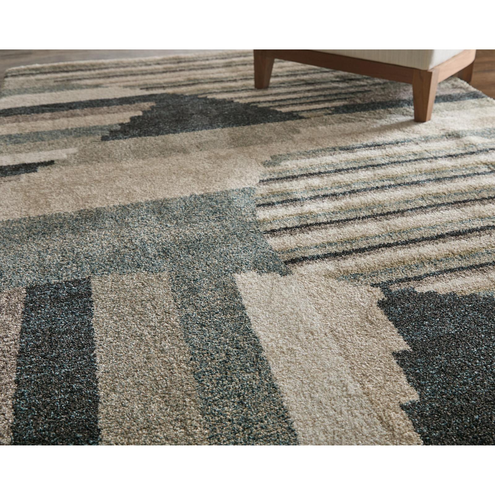 Feizy Richmond 39R4F Modern Abstract Rug in Ivory/Gray/Blue - Image 2