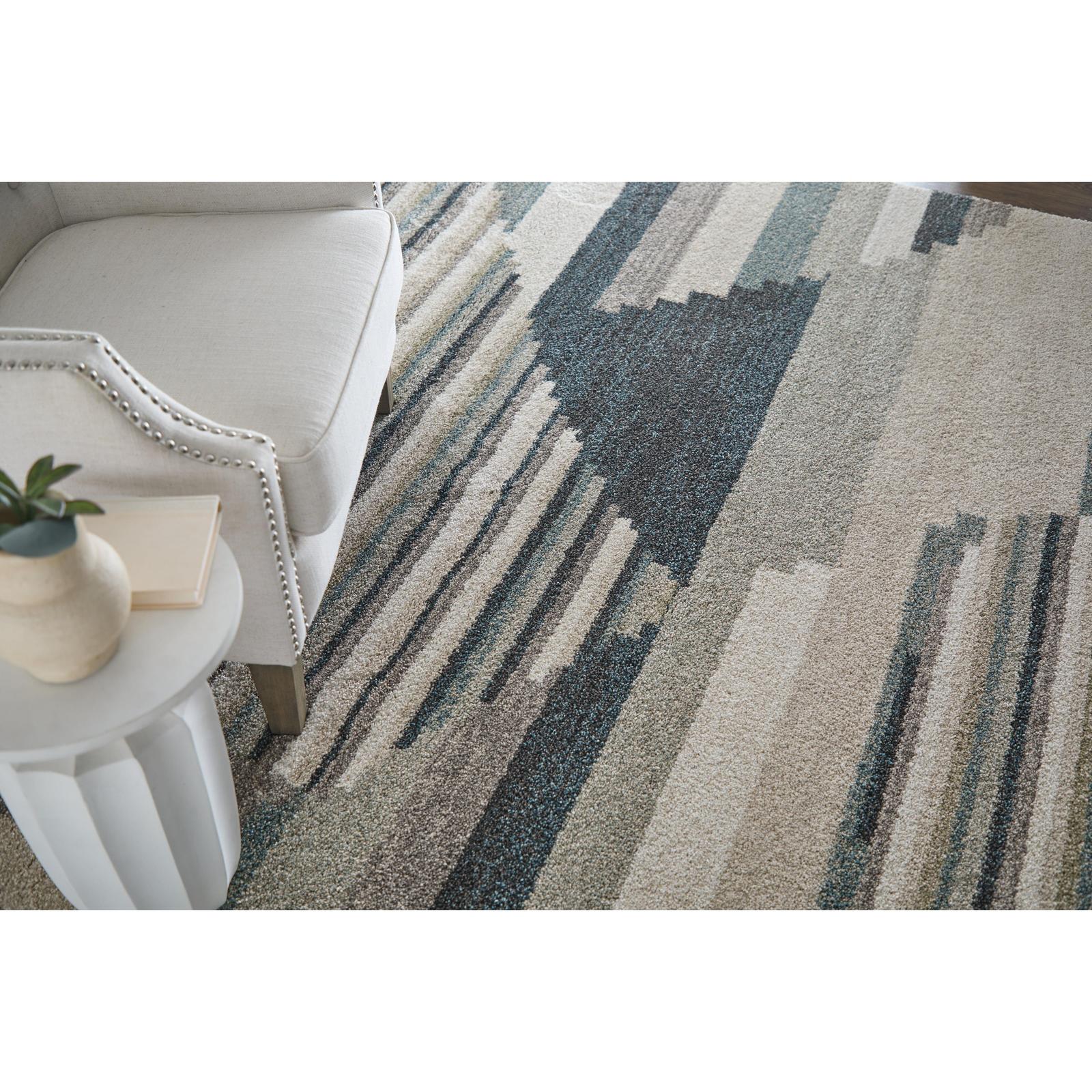 Feizy Richmond 39R4F Modern Abstract Rug in Ivory/Gray/Blue - Image 3