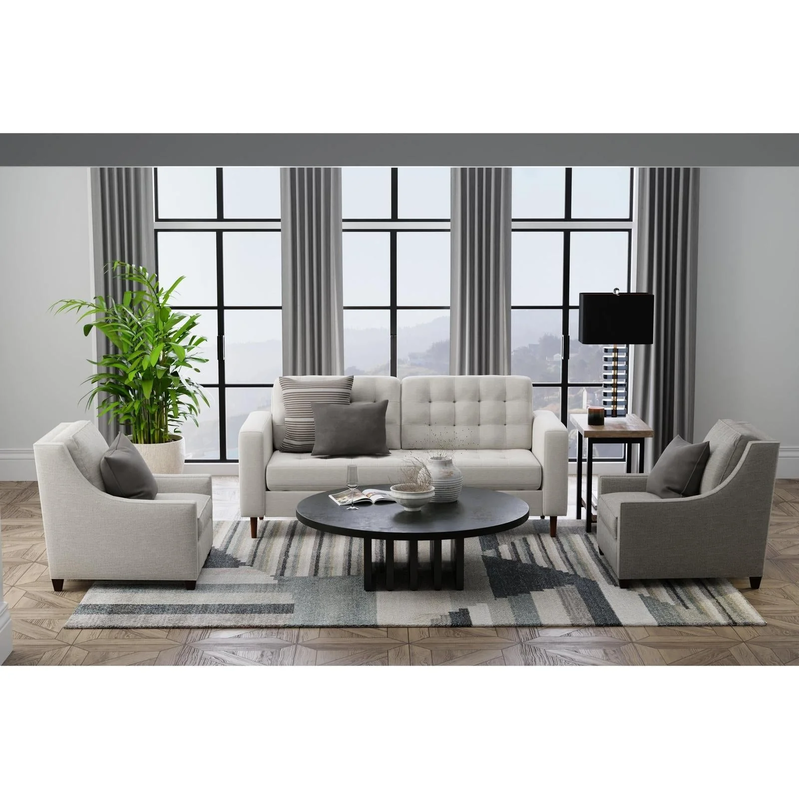 Feizy Richmond 39R4F Modern Abstract Rug in Ivory/Gray/Blue - Image 4