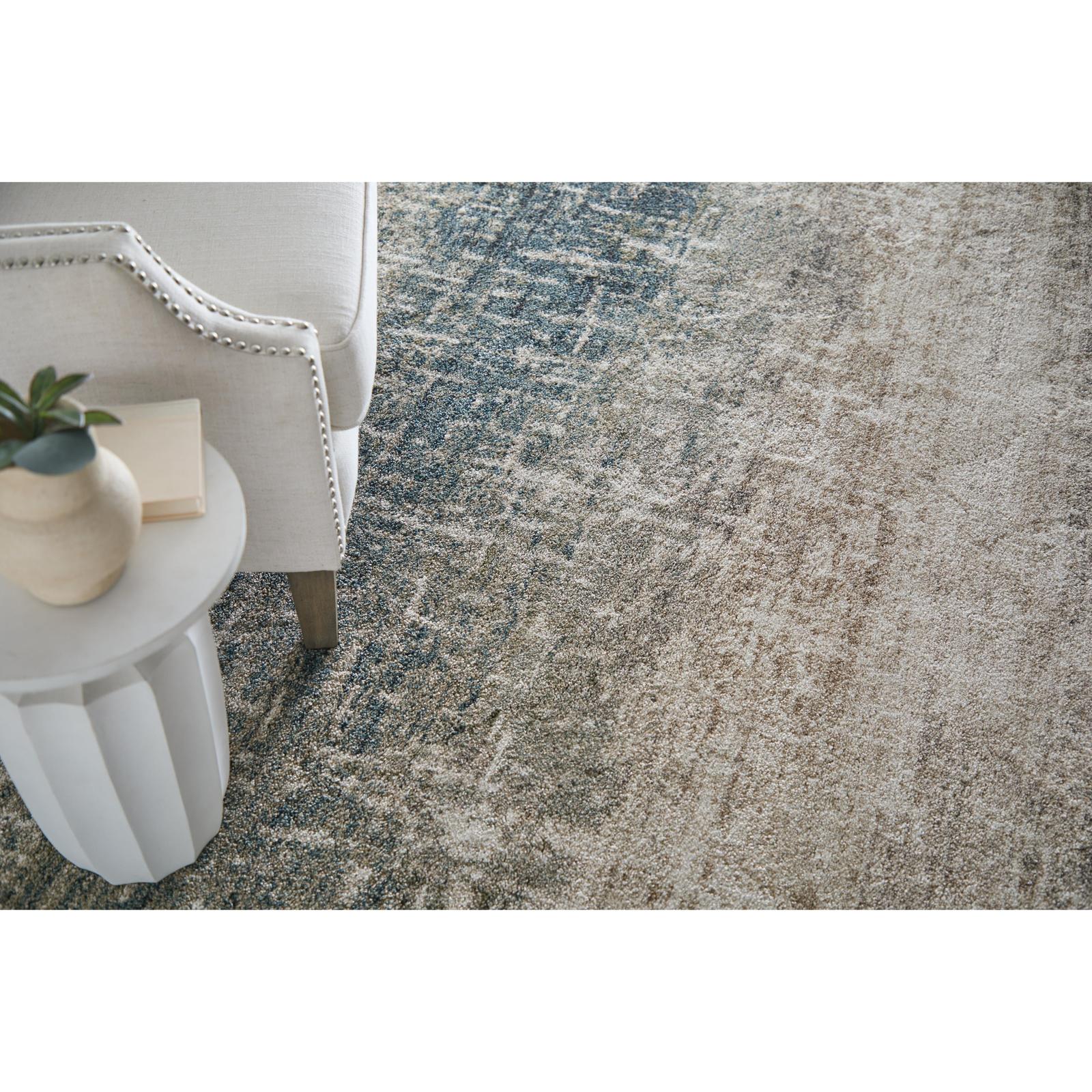 Feizy Richmond 39R5F Modern Abstract Rug in Ivory/Blue/Green - Image 2