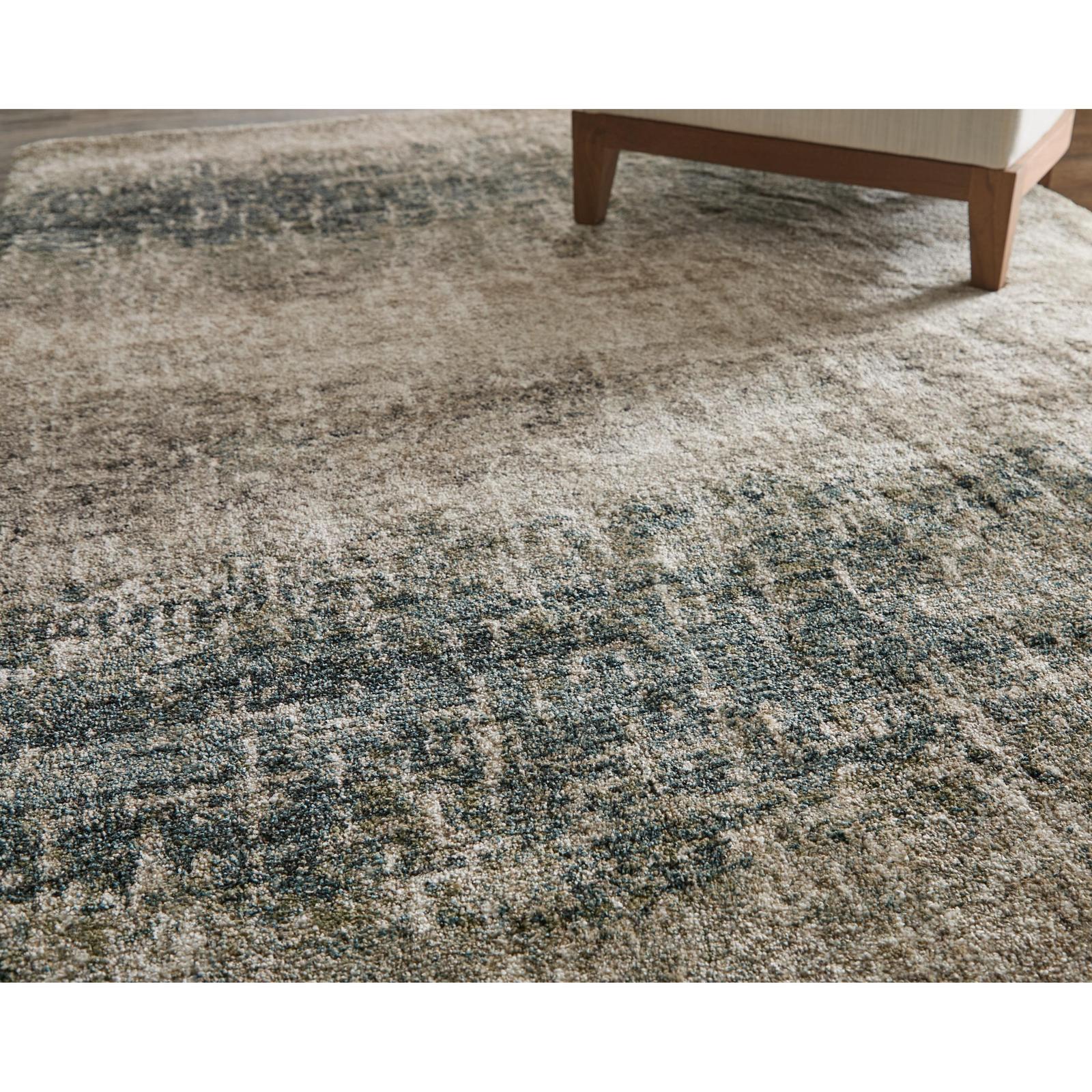 Feizy Richmond 39R5F Modern Abstract Rug in Ivory/Blue/Green - Image 3