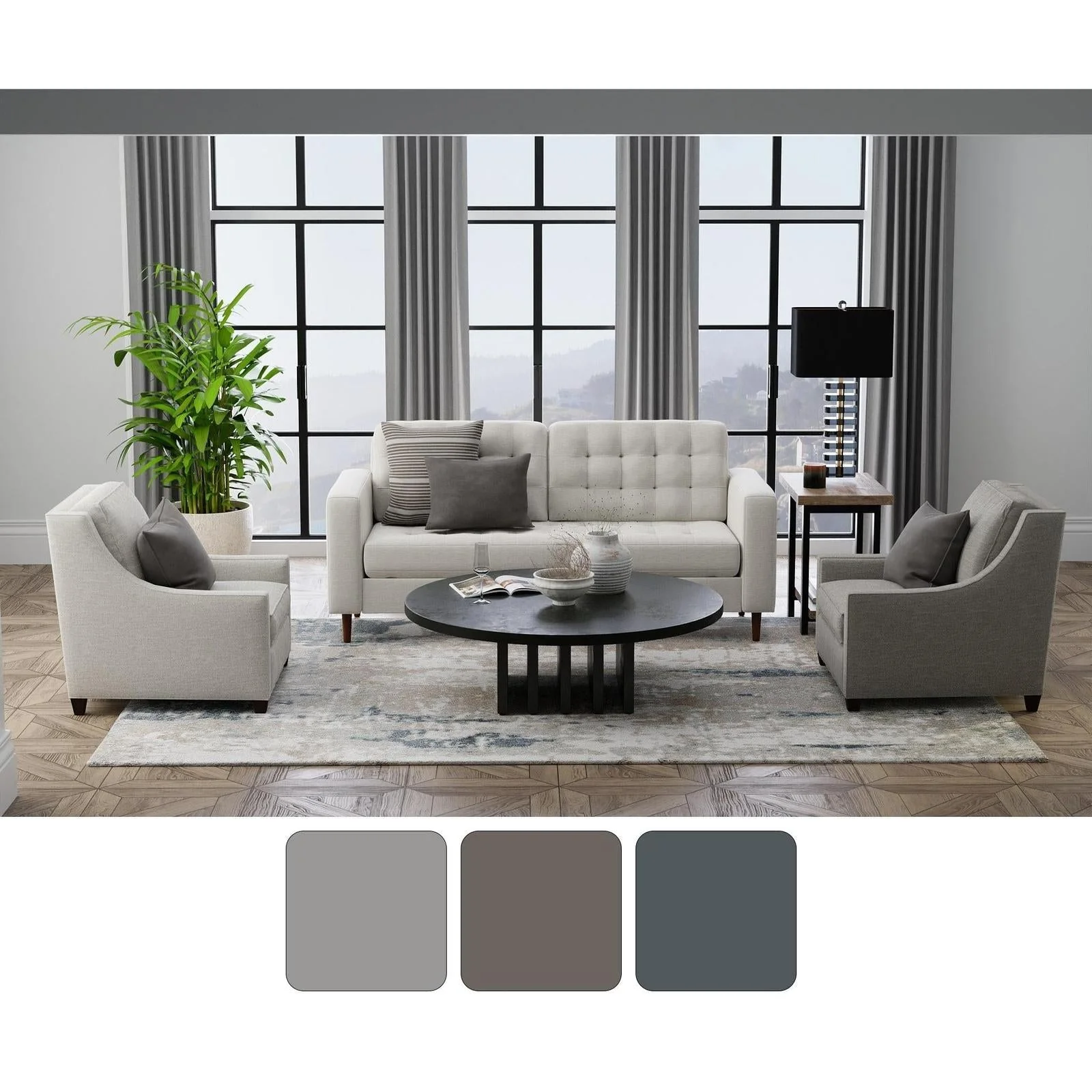 Feizy Richmond 39R6F Modern Abstract Rug in Gray/White/Blue - Image 10