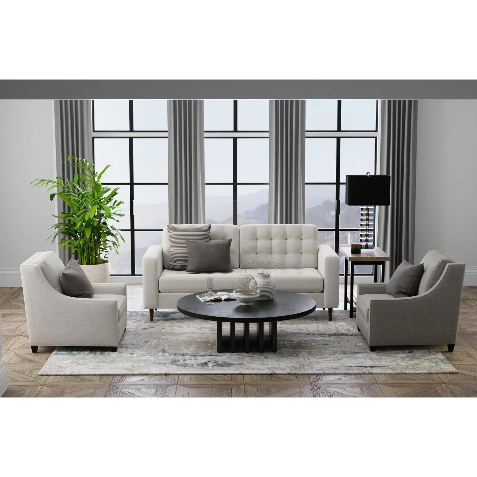 Feizy Richmond 39R6F Modern Abstract Rug in Gray/White/Blue - Image 3