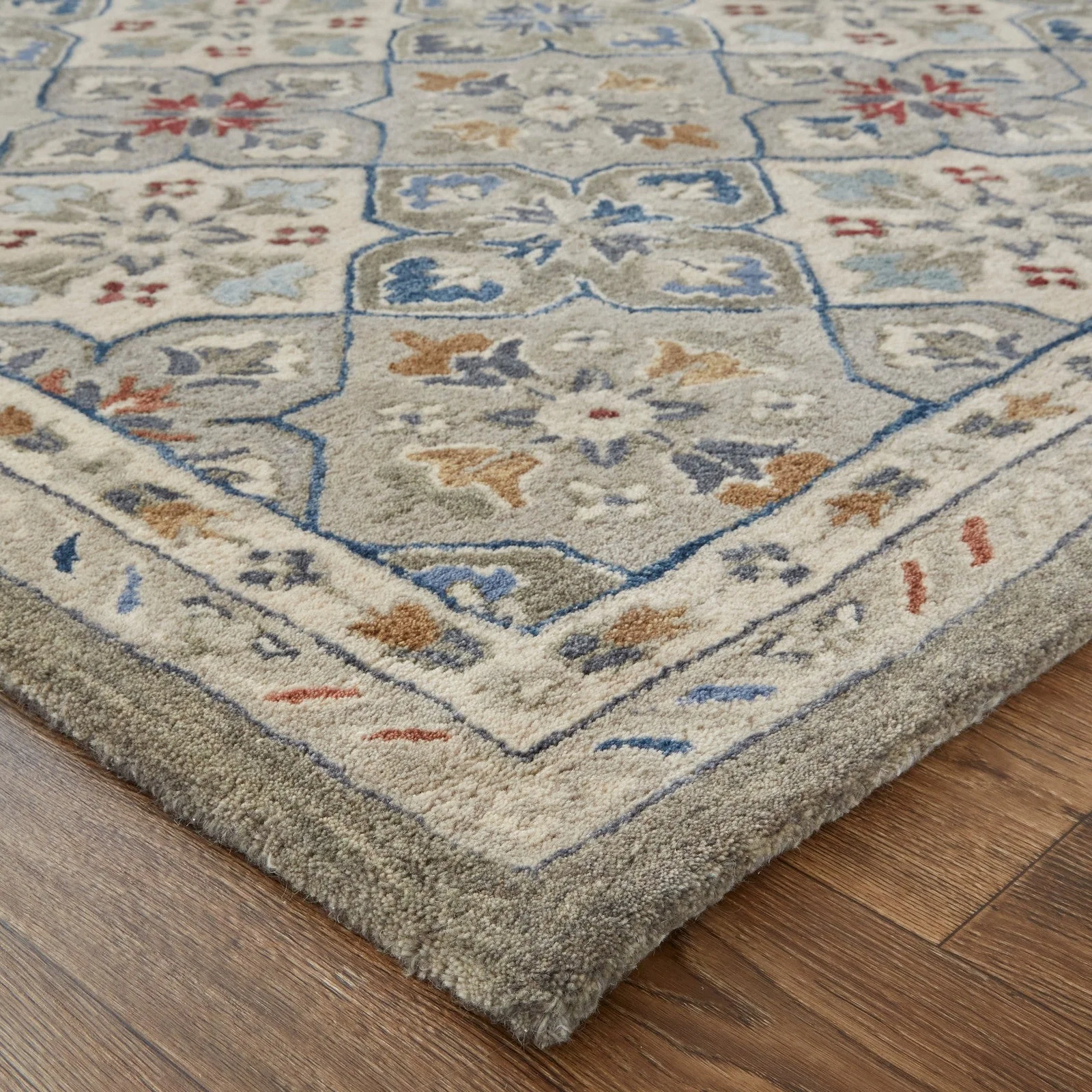 Feizy Rylan 8638F Transitional Floral & Botanical in Taupe/Ivory/Red - Image 4