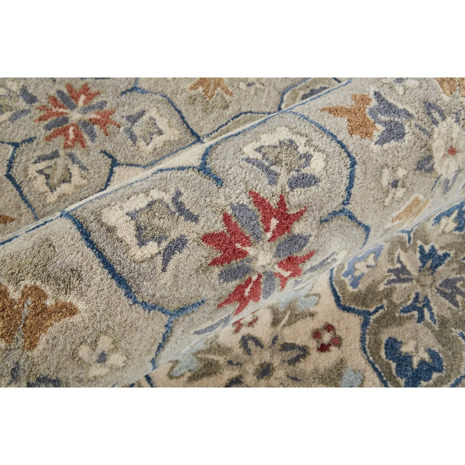 Feizy Rylan 8638F Transitional Floral & Botanical in Taupe/Ivory/Red - Image 6