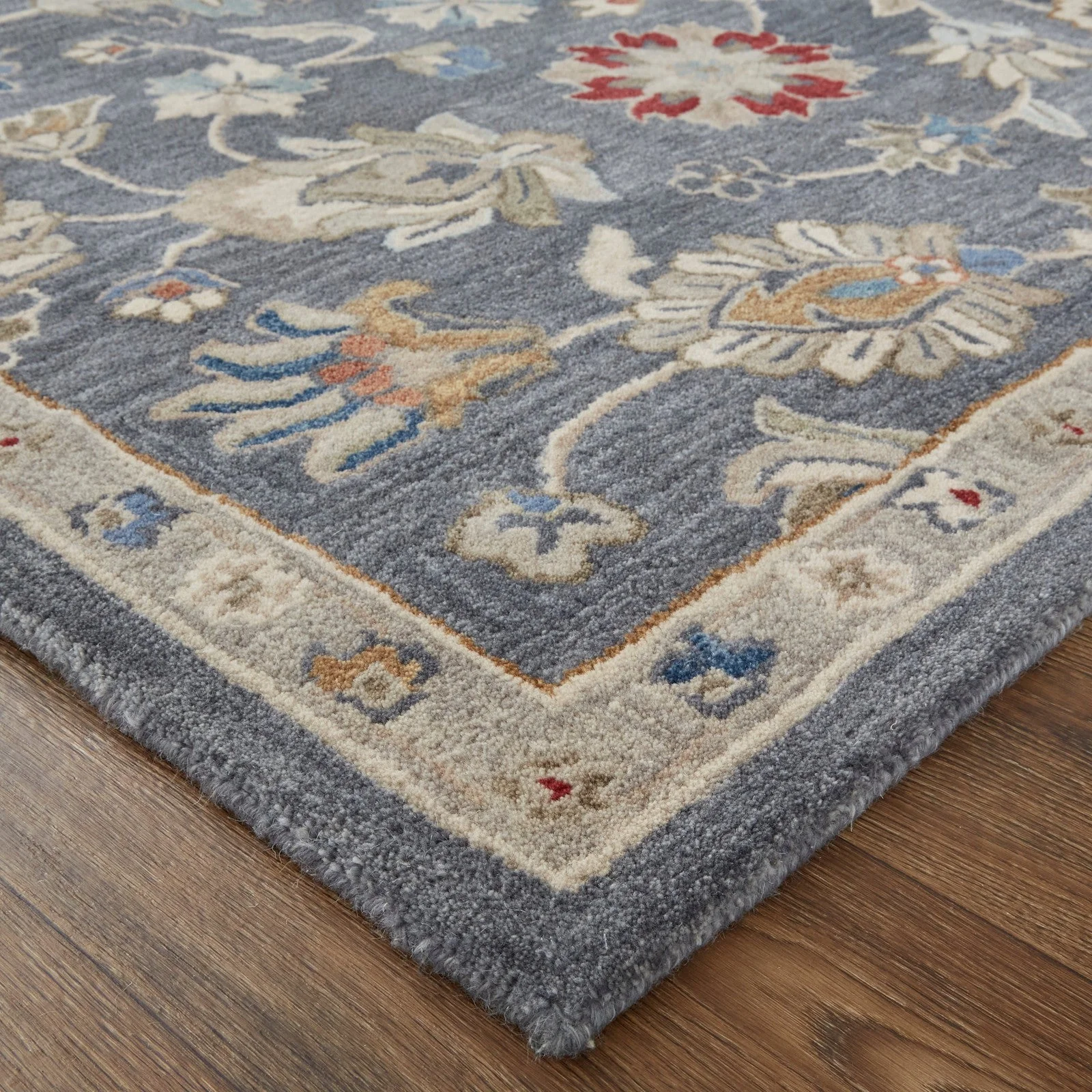 Feizy Rylan 8639F Transitional Oriental in Gray/Ivory/Red - Image 3