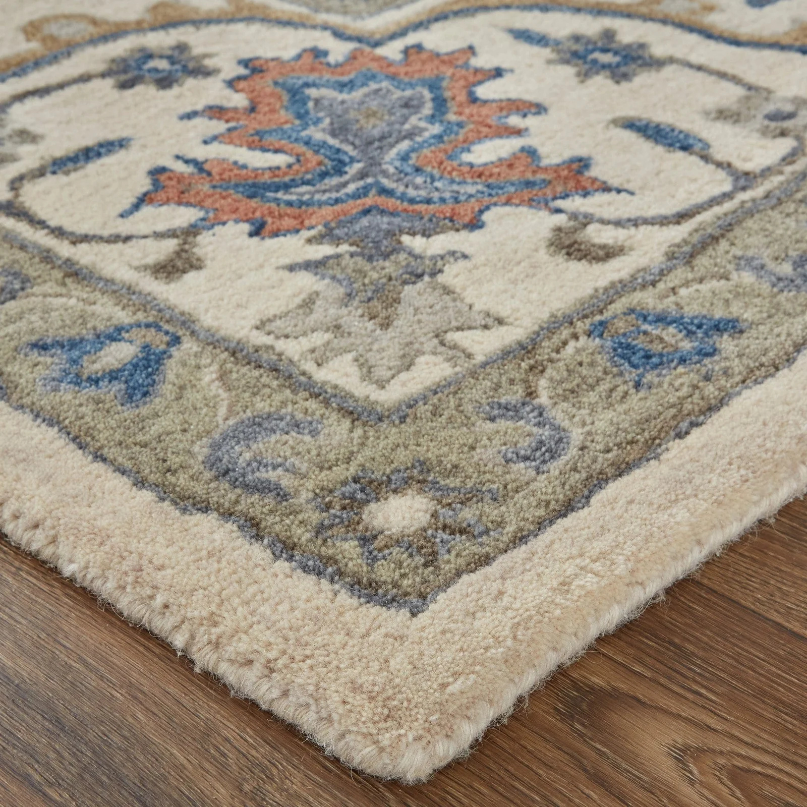 Feizy Rylan 8640F Transitional Oriental in Taupe/Ivory/Blue - Image 4