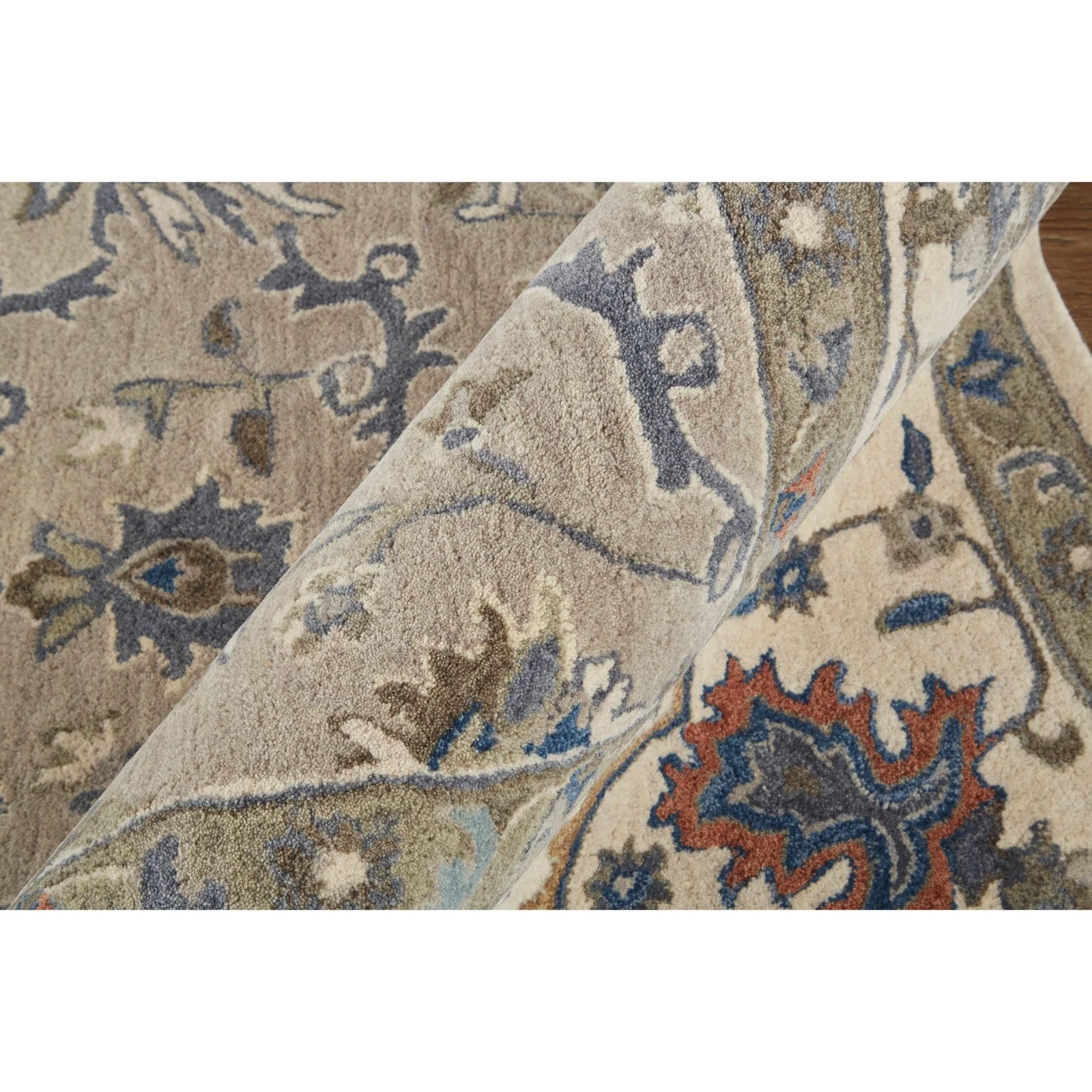 Feizy Rylan 8640F Transitional Oriental in Taupe/Ivory/Blue - Image 6