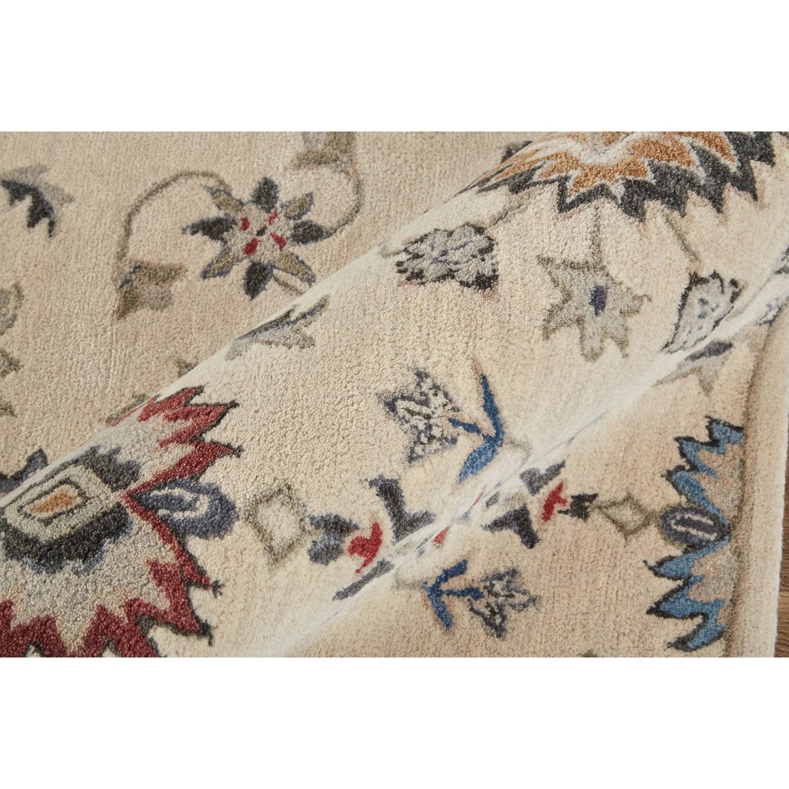 Feizy Rylan 8641F Transitional Floral & Botanical in Ivory/Blue/Tan - Image 6