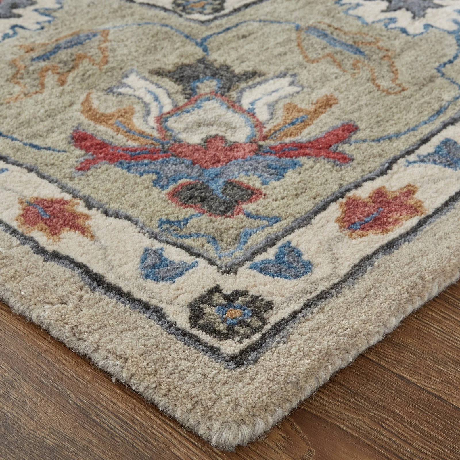 Feizy Rylan 8642F Transitional Oriental in Ivory/Taupe/Blue - Image 4
