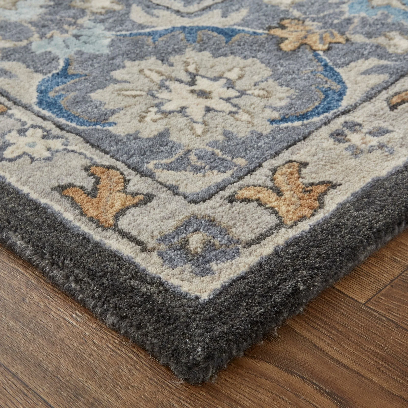 Feizy Rylan 8643F Transitional Oriental in Taupe/Blue/Ivory - Image 4