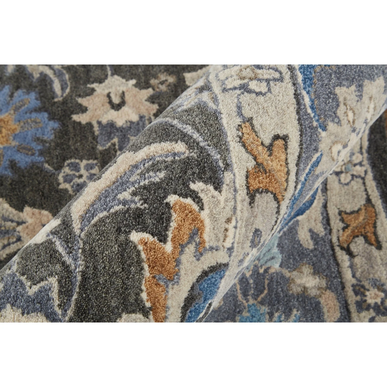 Feizy Rylan 8643F Transitional Oriental in Taupe/Blue/Ivory - Image 6