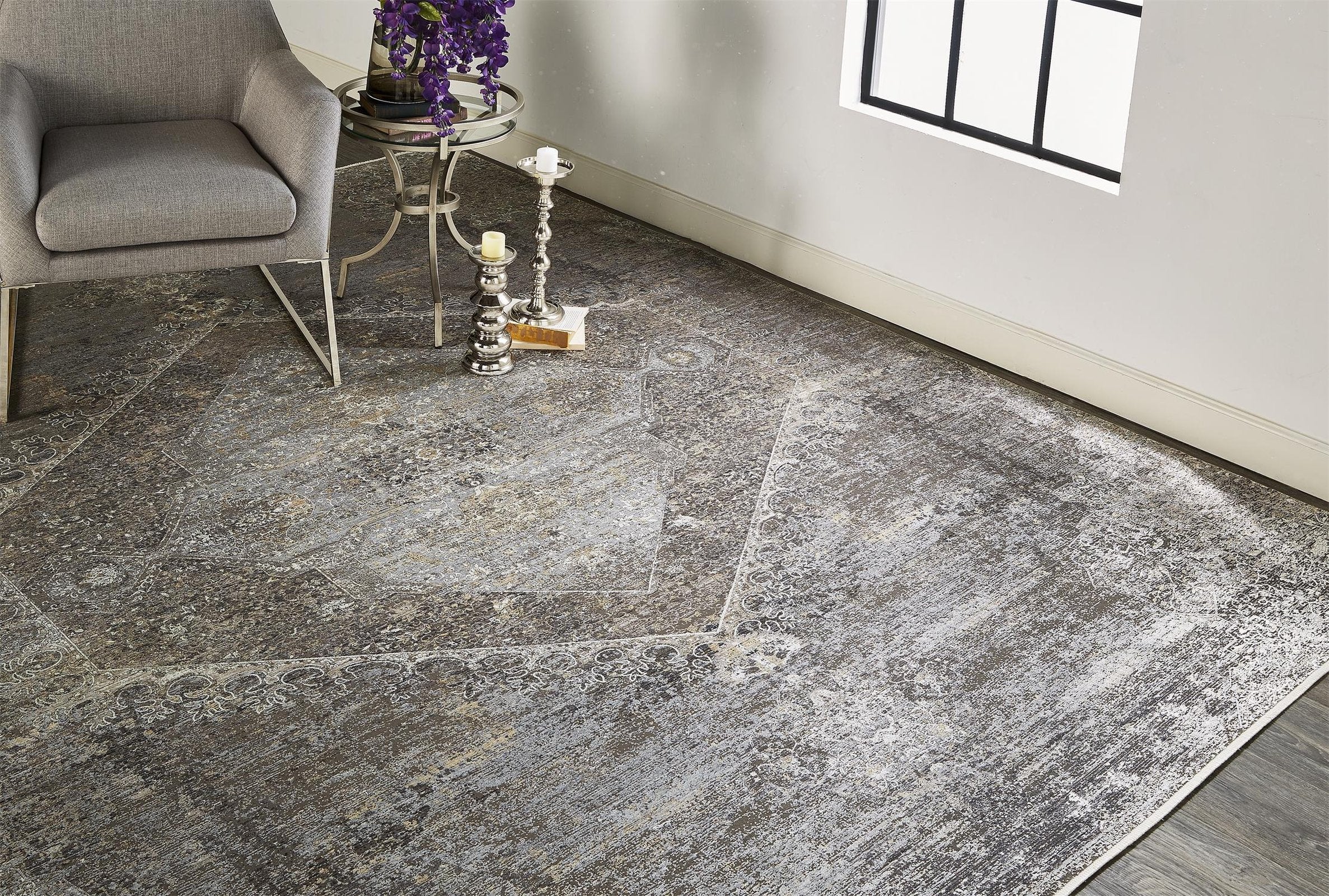 Feizy Sarrant 3963F Rug in Smoke - Image 4
