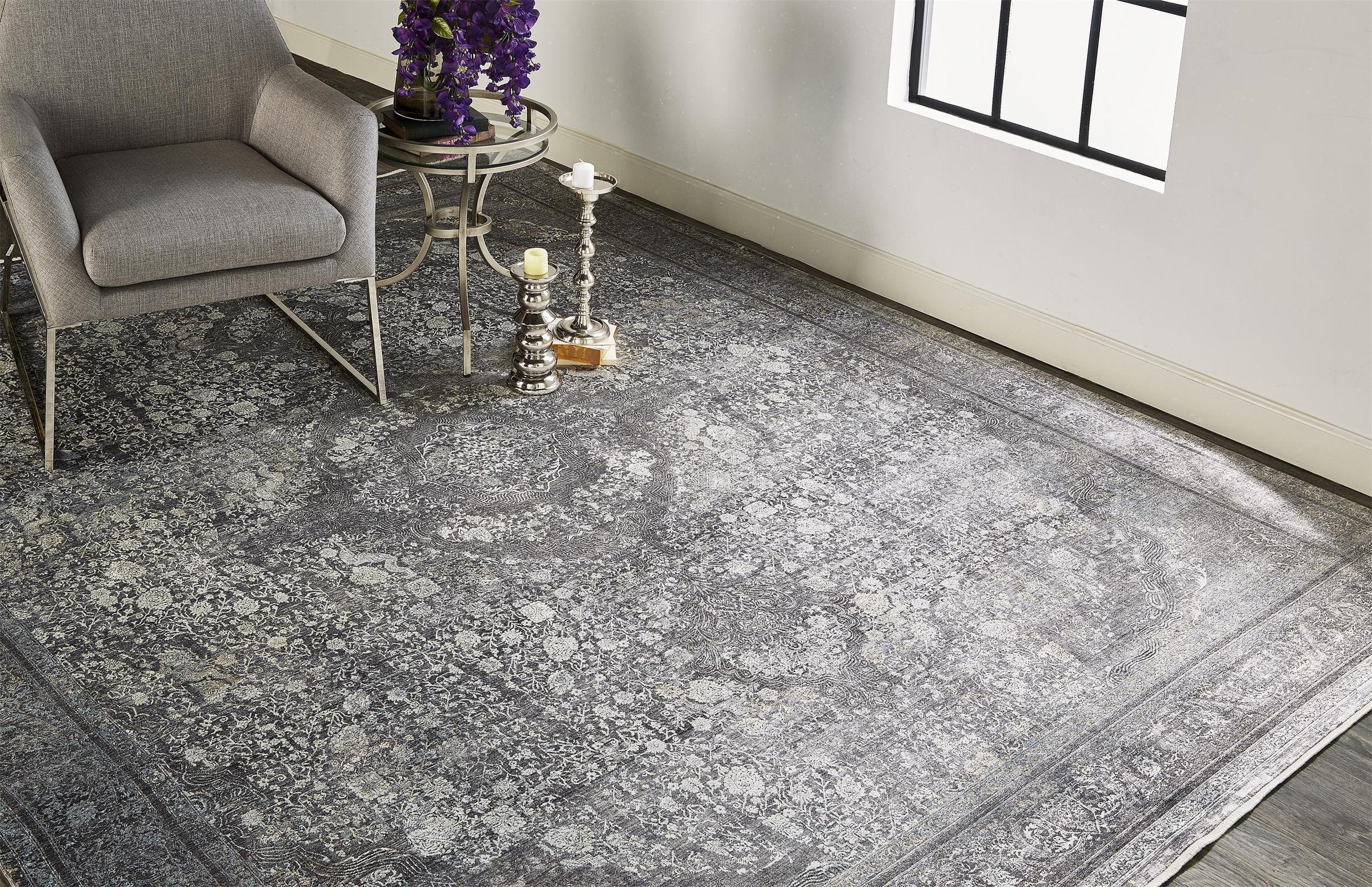 Feizy Sarrant 3967F Rug in Charcoal - Image 4