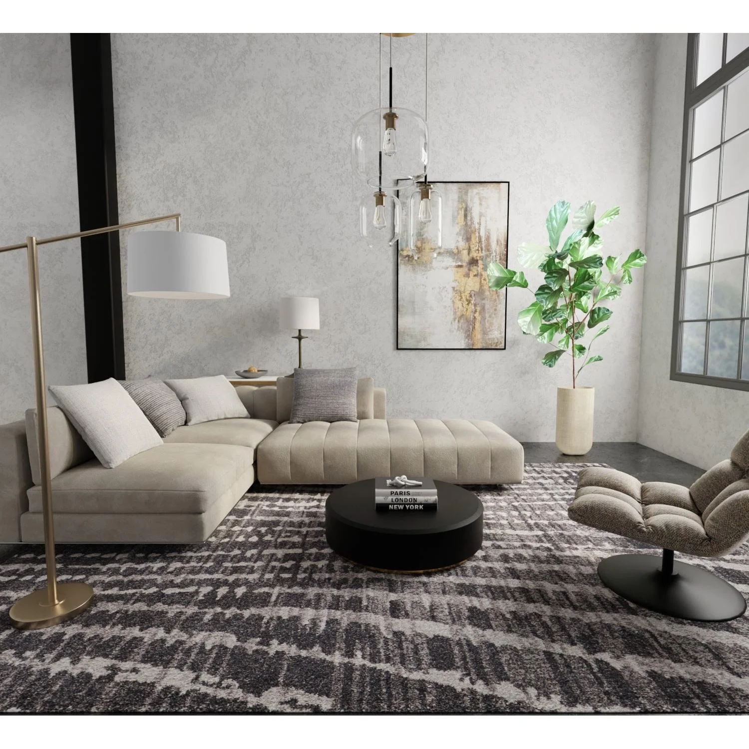 Feizy Skyview 39QDF Modern Abstract Rug - Image 2
