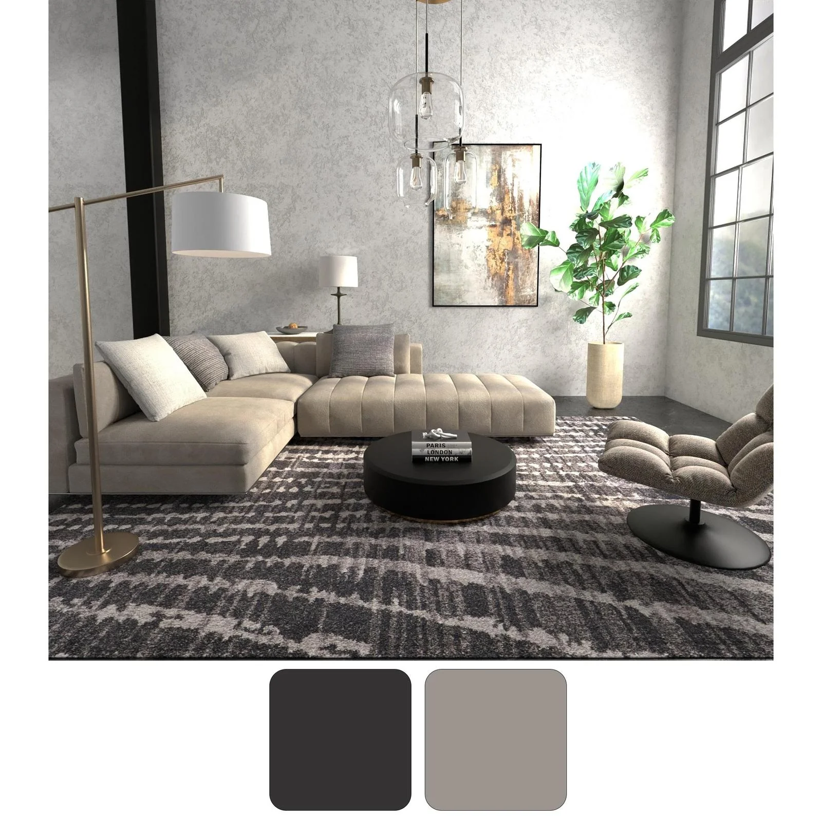 Feizy Skyview 39QDF Modern Abstract Rug - Image 9