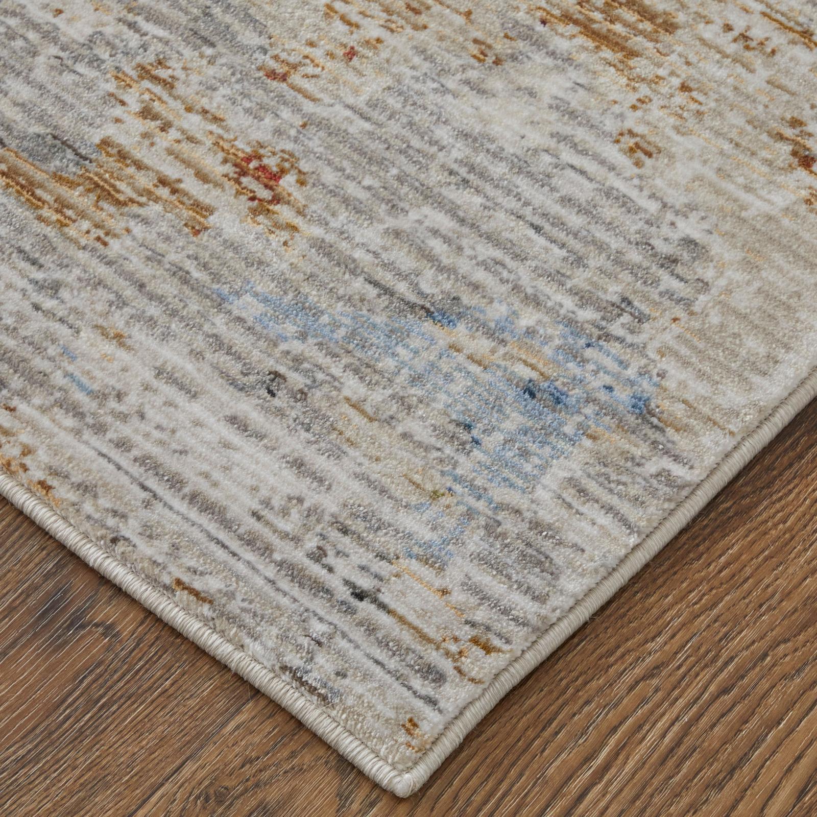 Feizy Sonora 39NUF Modern Abstract Rug in Ivory/Blue/Red - Image 3