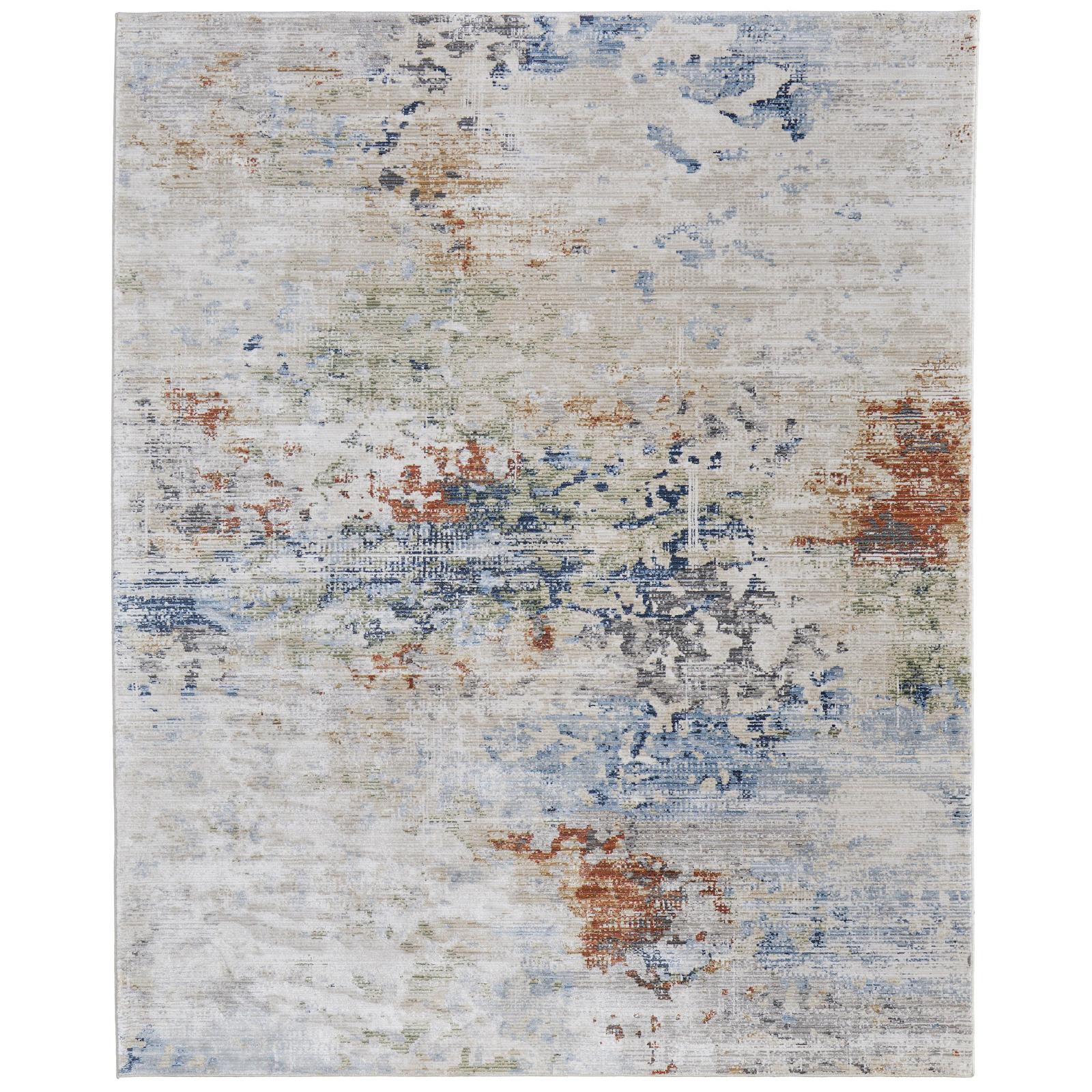 Feizy Sonora 39NUF Modern Abstract Rug in Ivory/Blue/Red - Image 9