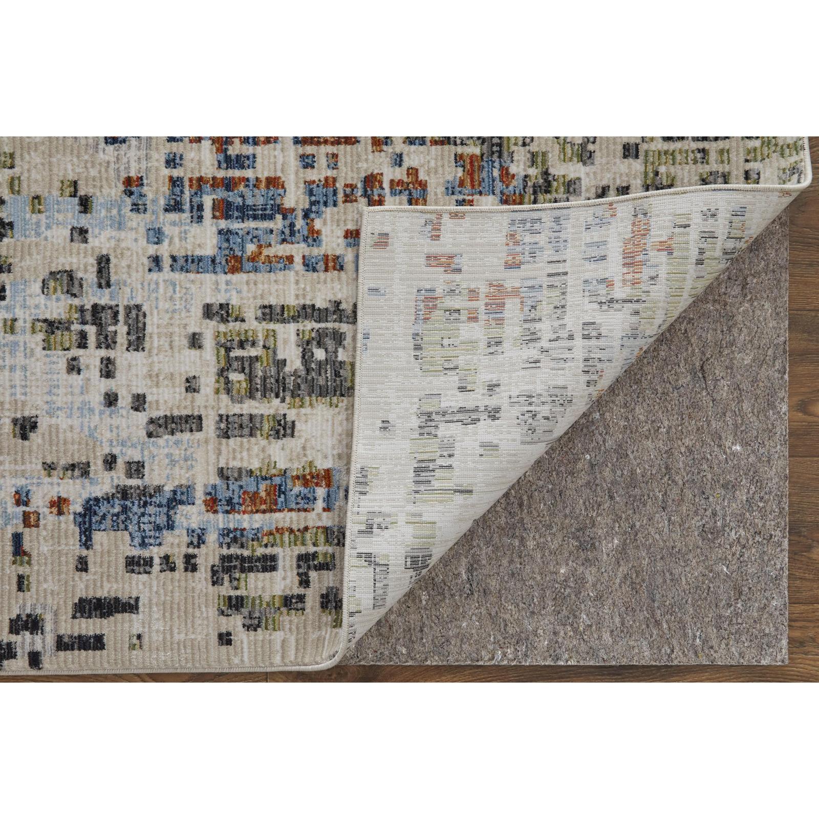 Feizy Sonora 39NVF Modern Abstract Rug in Ivory/Green/Blue - Image 4