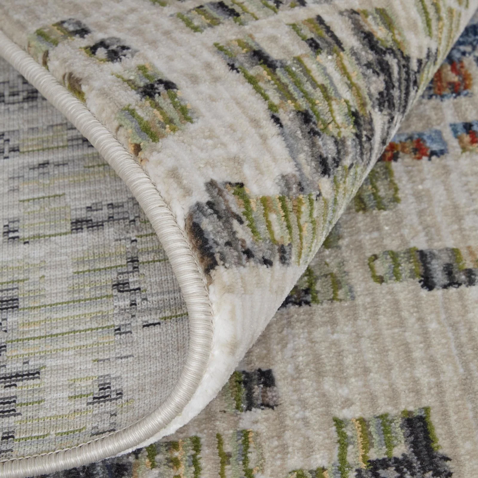 Feizy Sonora 39NVF Modern Abstract Rug in Ivory/Green/Blue - Image 7