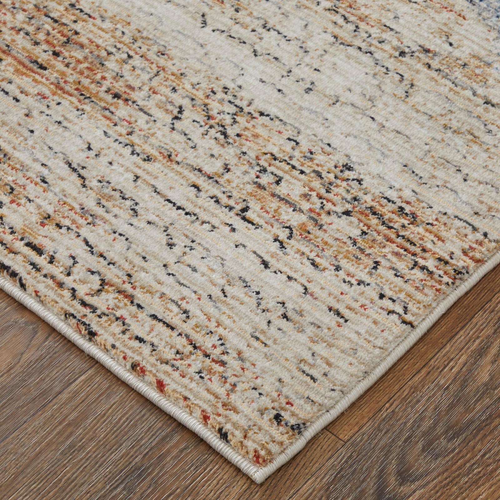 Feizy Sonora 39NWF Modern Abstract Rug in Tan/Blue/Gray - Image 4