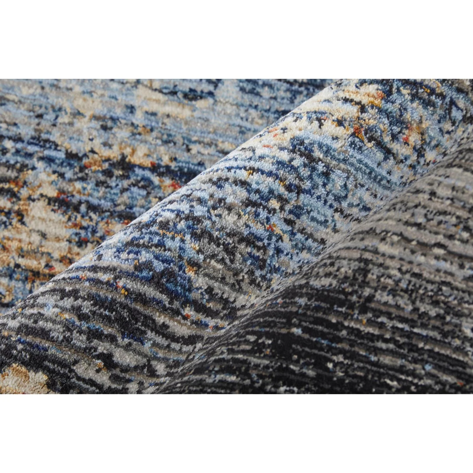 Feizy Sonora 39NWF Modern Abstract Rug in Tan/Blue/Gray - Image 6