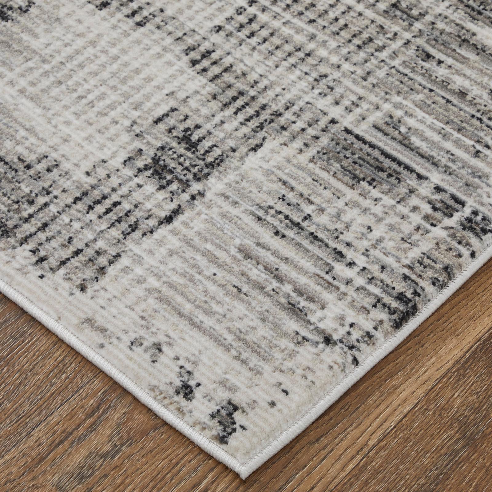 Feizy Sonora 39NYF Modern Abstract Rug in Gray/Ivory - Image 3