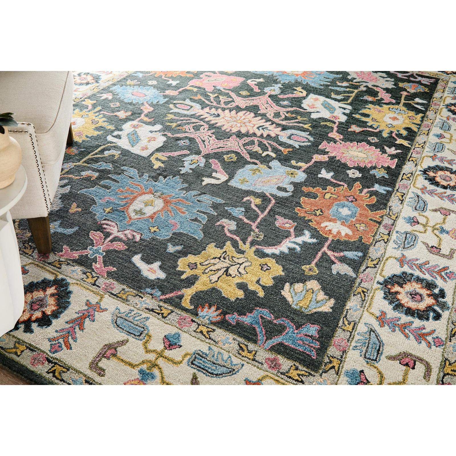 Feizy Springfield 8A47F Traditional Floral & Botanical Rug in Gray/Ivory/Blue - Image 2