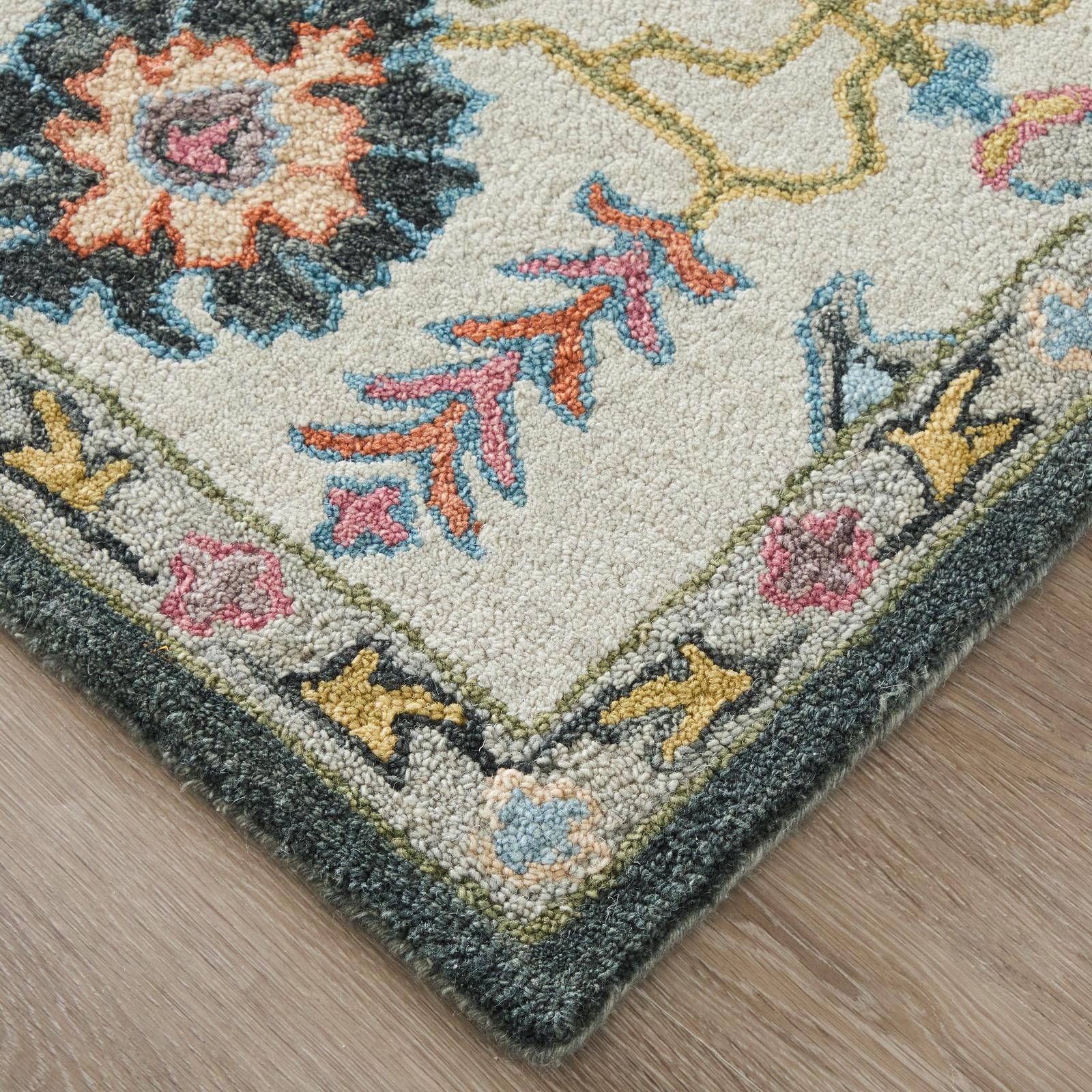 Feizy Springfield 8A47F Traditional Floral & Botanical Rug in Gray/Ivory/Blue - Image 3