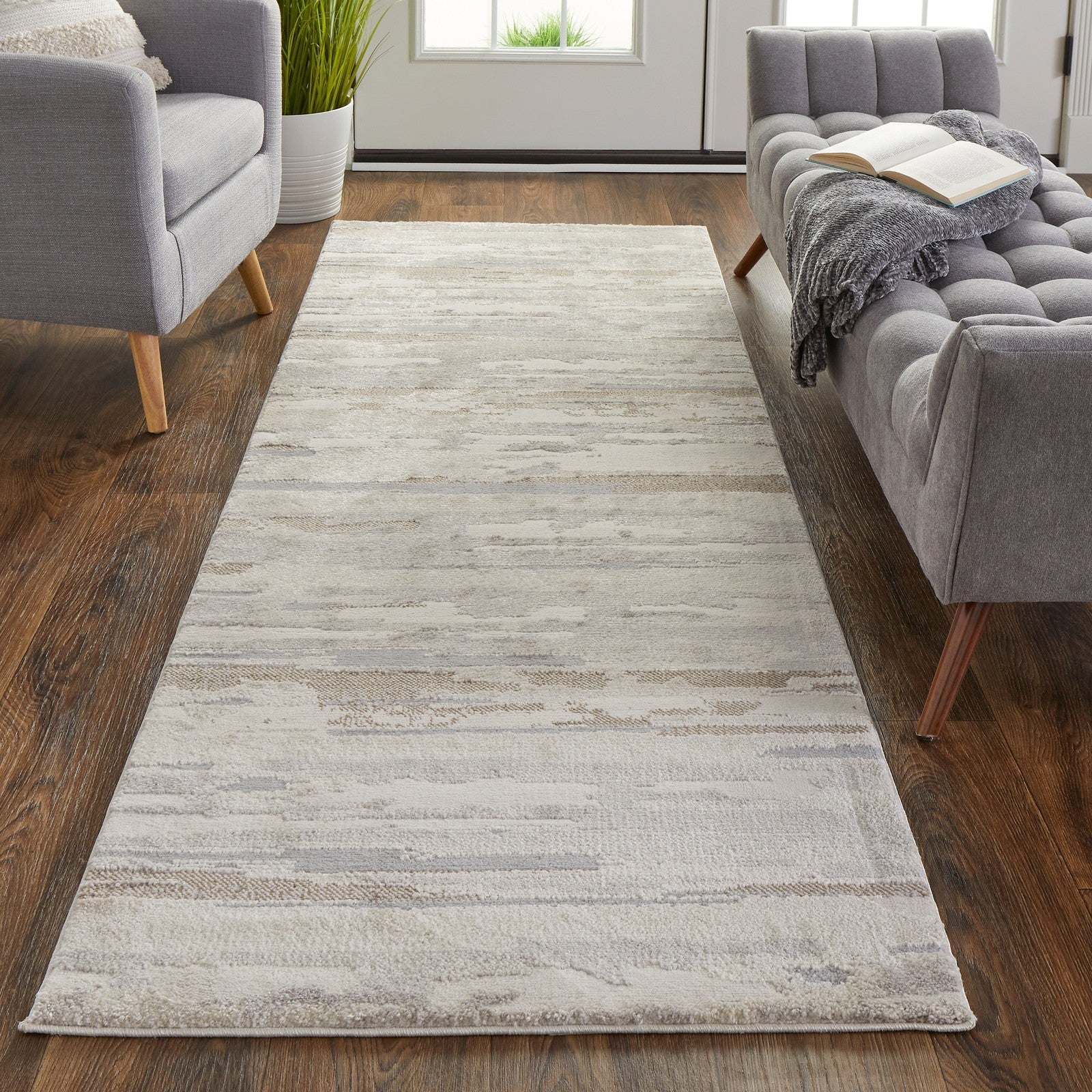 Feizy Vancouver 39FEF Modern Abstract in Ivory/Tan/Brown - Image 10